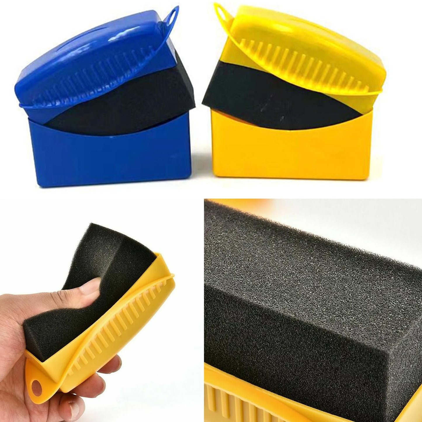 2PCS Tire Shine Applicator,Reusable Car Tire Shine Sponge Applicator with Lid,Foam Auto Tire Dressing Applicator for Waxing Polishing Cleaning,Tire Shine Applicator Brush,Wheel Brush for Car Detailing