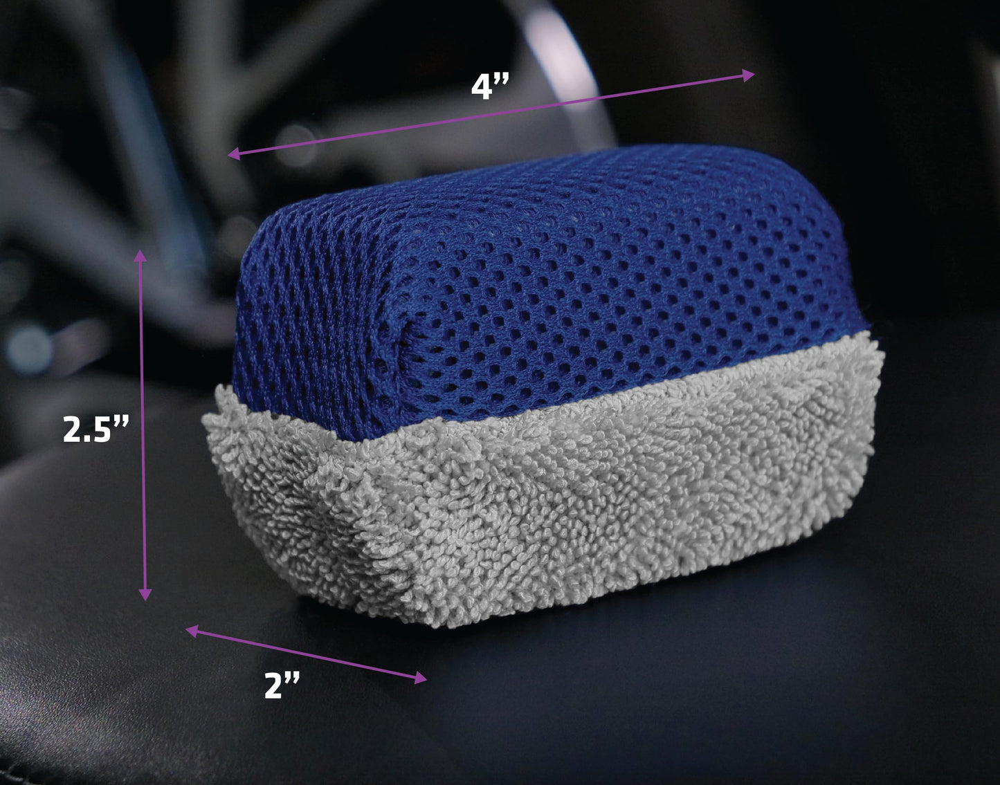 VIKING Tire Shine Applicator Sponges, Multi-Purpose Mesh and Microfiber Applicator Pad for Car Detailing, Blue and Grey, 2 Pack