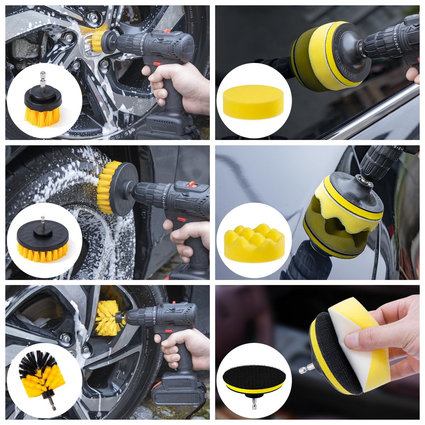 YJUSMAK 26Pcs Car Wash Cleaning Kit with Foam Gun - Tire Polishing Applicator Pad, Car Detailing Kit for Cars, Trucks, SUVs, Jeeps