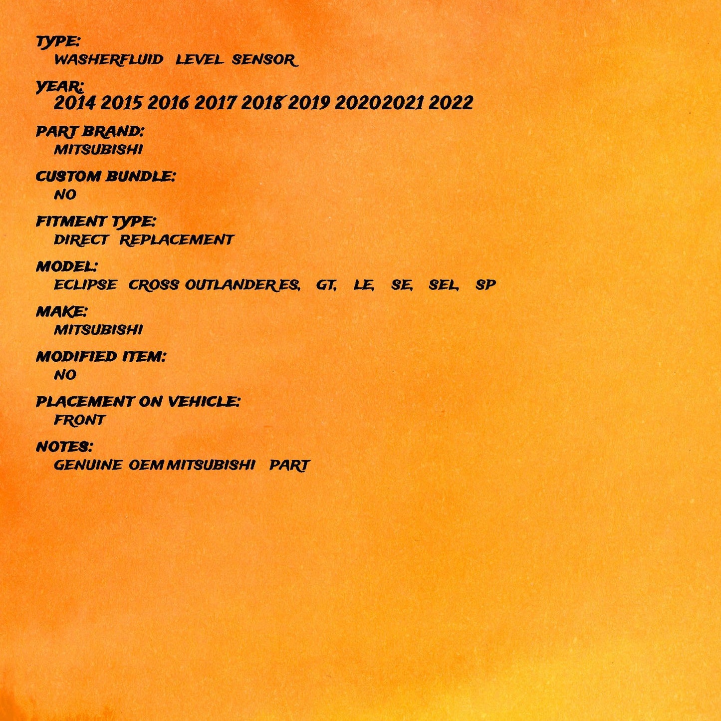 OEM Genuine 2014-2022 Outlander Windshield Washer Fluid Level 8260A406