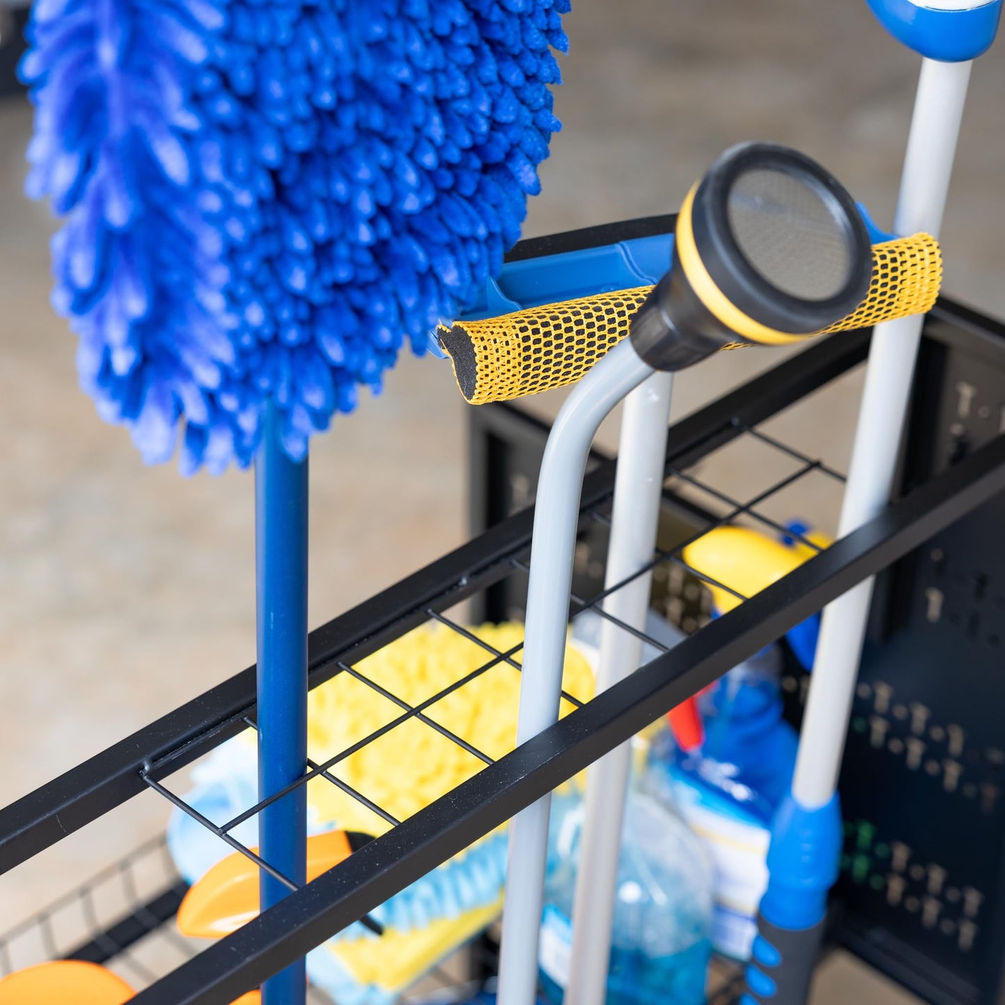 Large Cleaning Caddy with Wheels, 3 Tiered Rolling Cart Auto Detailing Cart, Car Truck SUV Boat RV, Rolling Cleaning Caddy Polisher Holder, 37 in x 17 in x 26 in, Solid Steel Holds 250 lbs