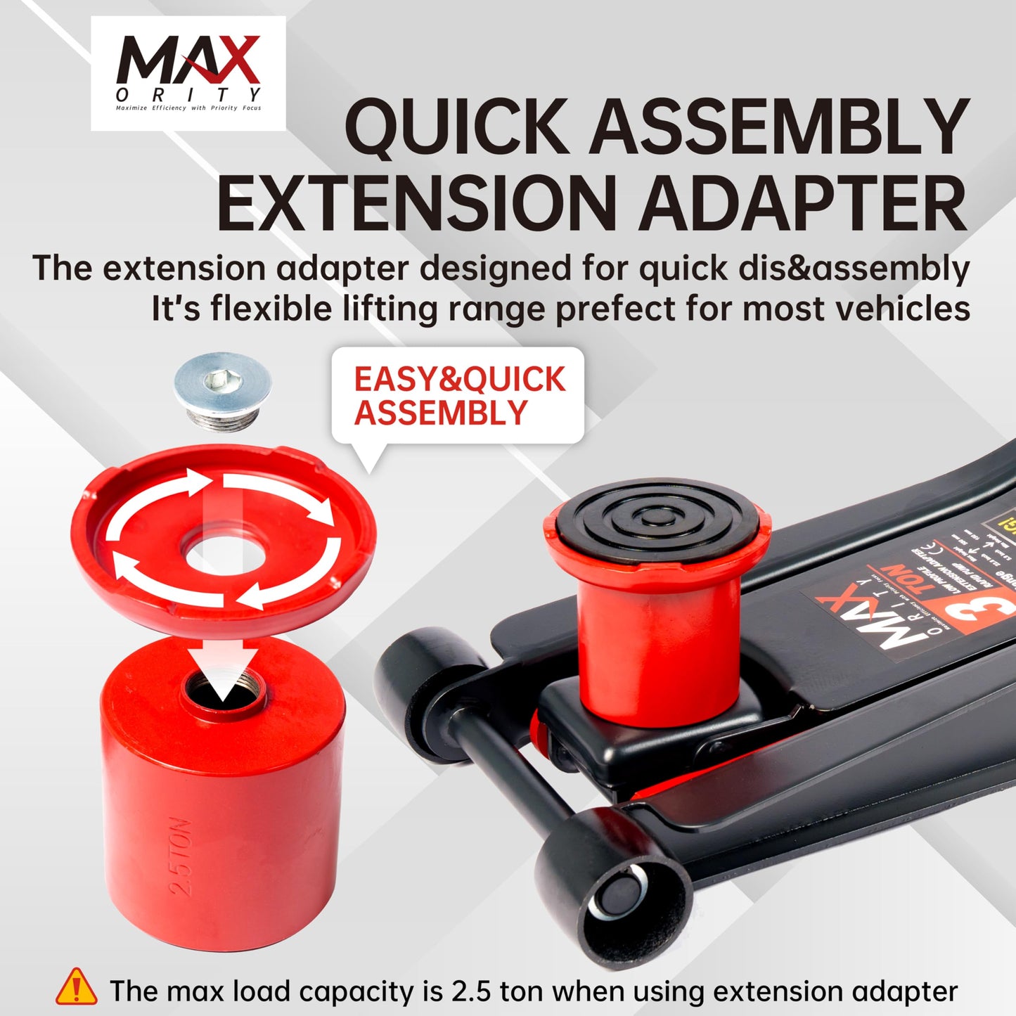 3-Ton (6600lbs) Low-Profile Dual Pistons Heavy-Duty Steel Racing Floor Jack with Quick Lift Hydraulic Pump, Foot Pedal and Extension Adapter for Car Maintenance