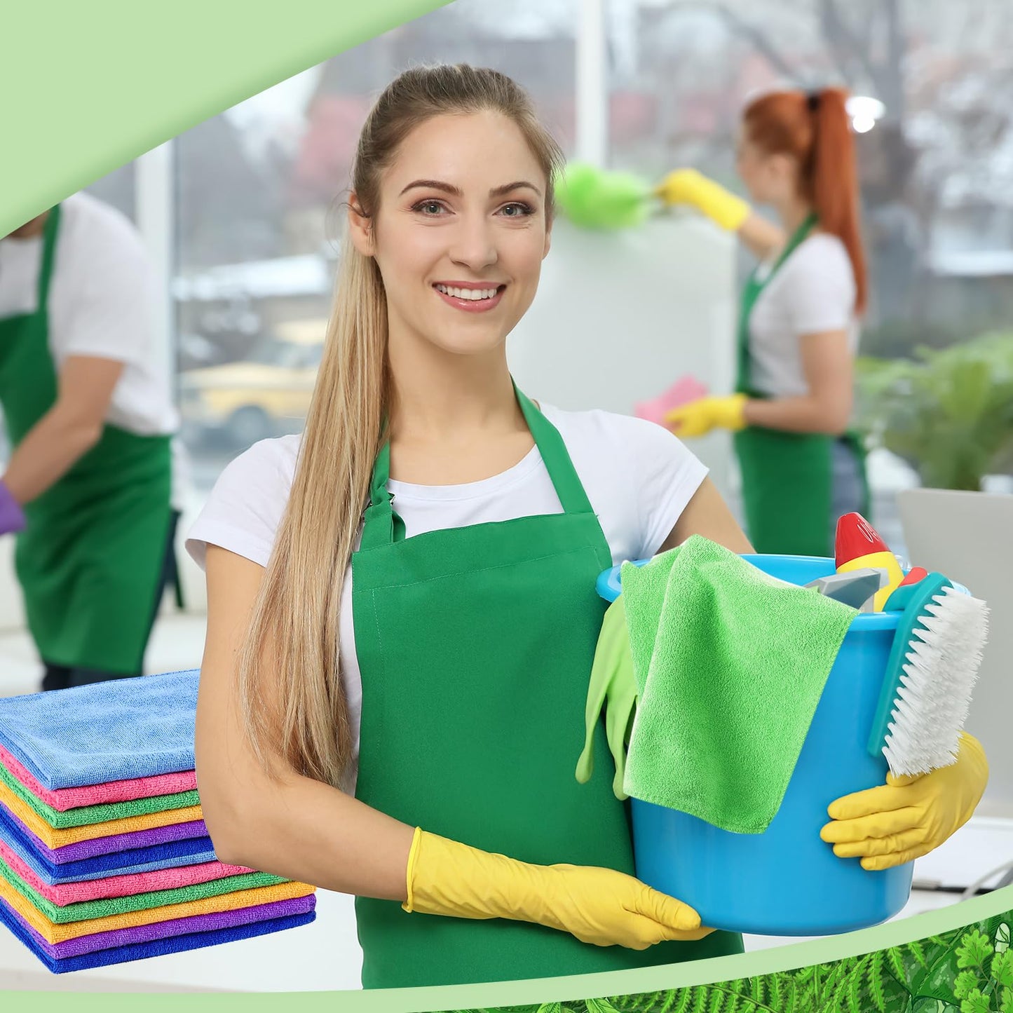 Preboun 300 Pack 12 x 16 Inch Microfiber Cleaning Cloth Bulk Multipurpose Reusable Washable Cleaning Rags Absorbent Towels for House, Kitchen, Car, Office, Window(Multicolor)