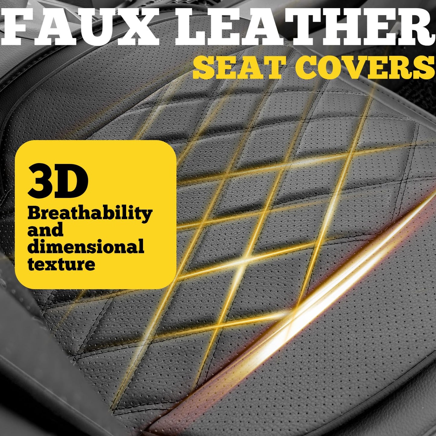 LINGVIDO Car Seat Covers – Premium Nappa Leather Full Set for Front & Rear Seats, Durable, Comfortable, Easy to Install, Fits Most Cars, Sedans, SUVs – Ideal for Commuters, Families & Road Trips