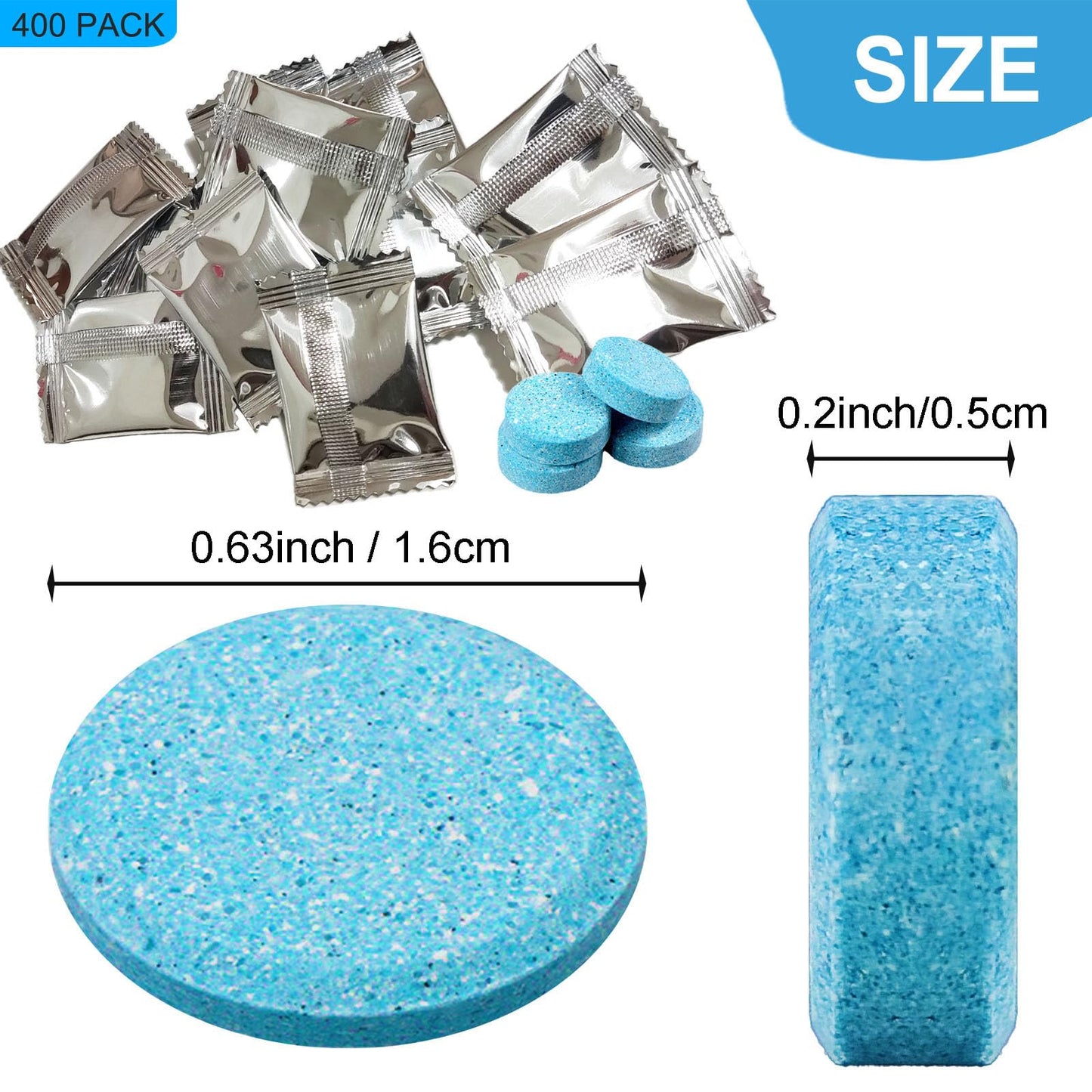 Beieverluck 400 Pieces Car Windshield Washer Fluid Concentrated Tablets Solid Windshield Effervescent Wiper Tablet for Car Room Kitchen Window Glass Cleaning