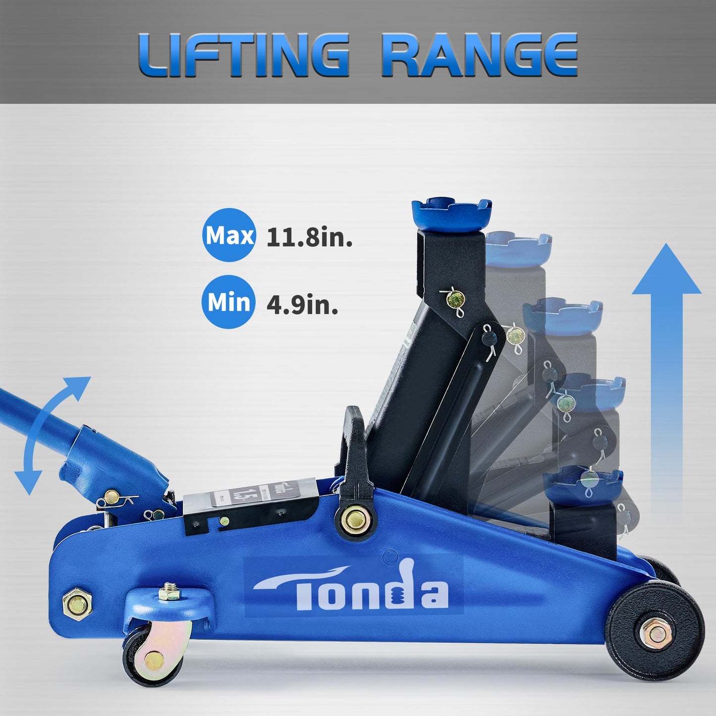 TONDA Floor Jack, Hydraulic Portable Car Lift Jack, 1.5 Ton (3,000 lb) Capacity (Blue)