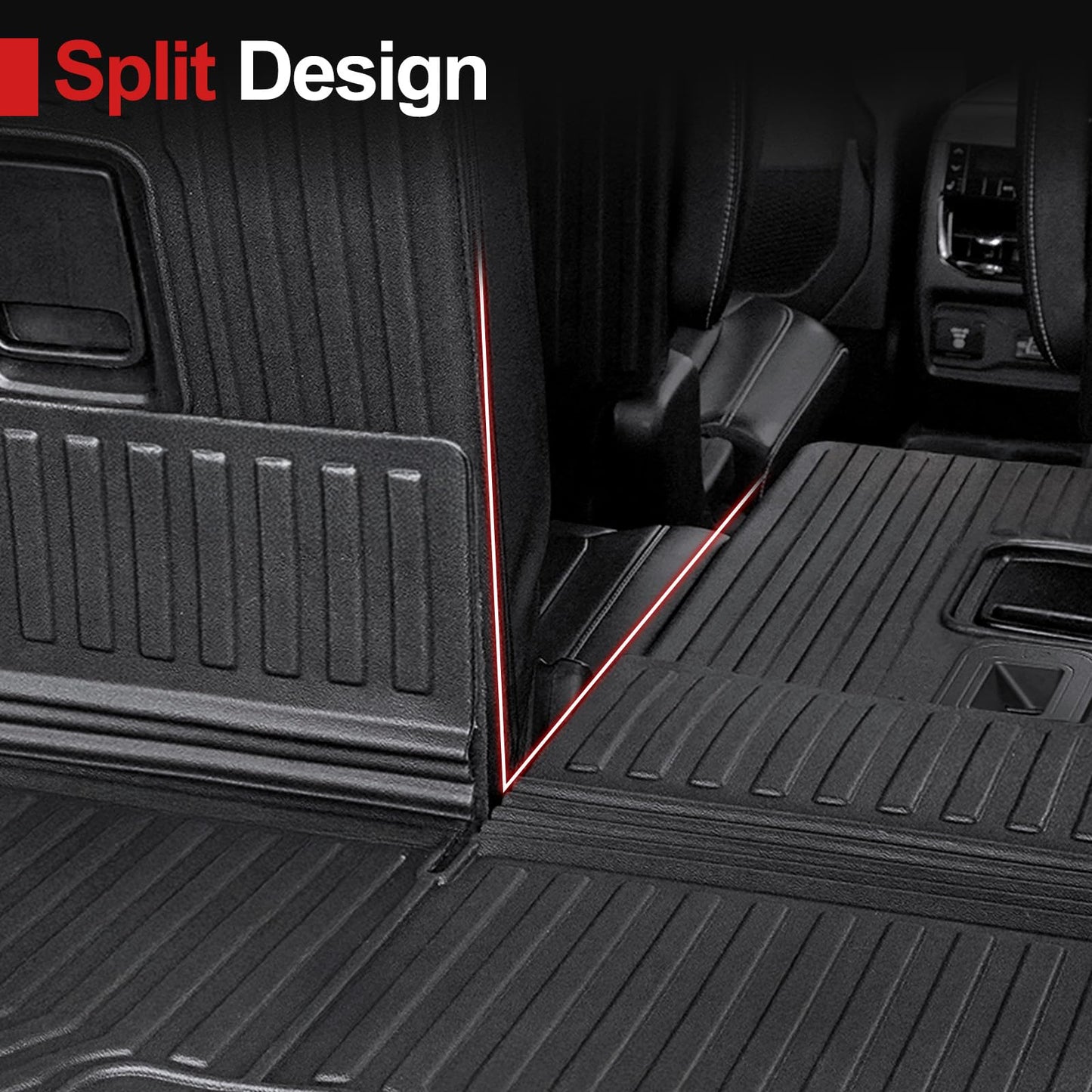 HOUCLEMIC Floor Mats for 2021-2025 Jeep Grand Cherokee L (6-Seater w/o Center Console), TPE Cargo Mat with Manual-Fold 3rd Row Seatback Cover & Door Sill Guards for 2025 Grand Cherokee L Accessories