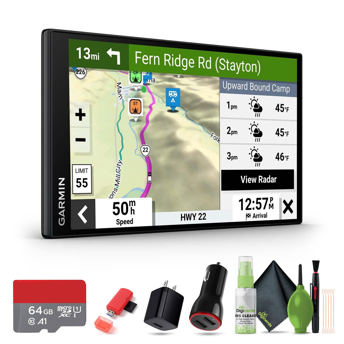 Garmin RV 795 GPS Navigator 7” High-Resolution Display, Custom RV Routing, Birdseye Satellite Imagery, Live Traffic & Weather, Parks Directory Bundle with 64GB Memory Card + More