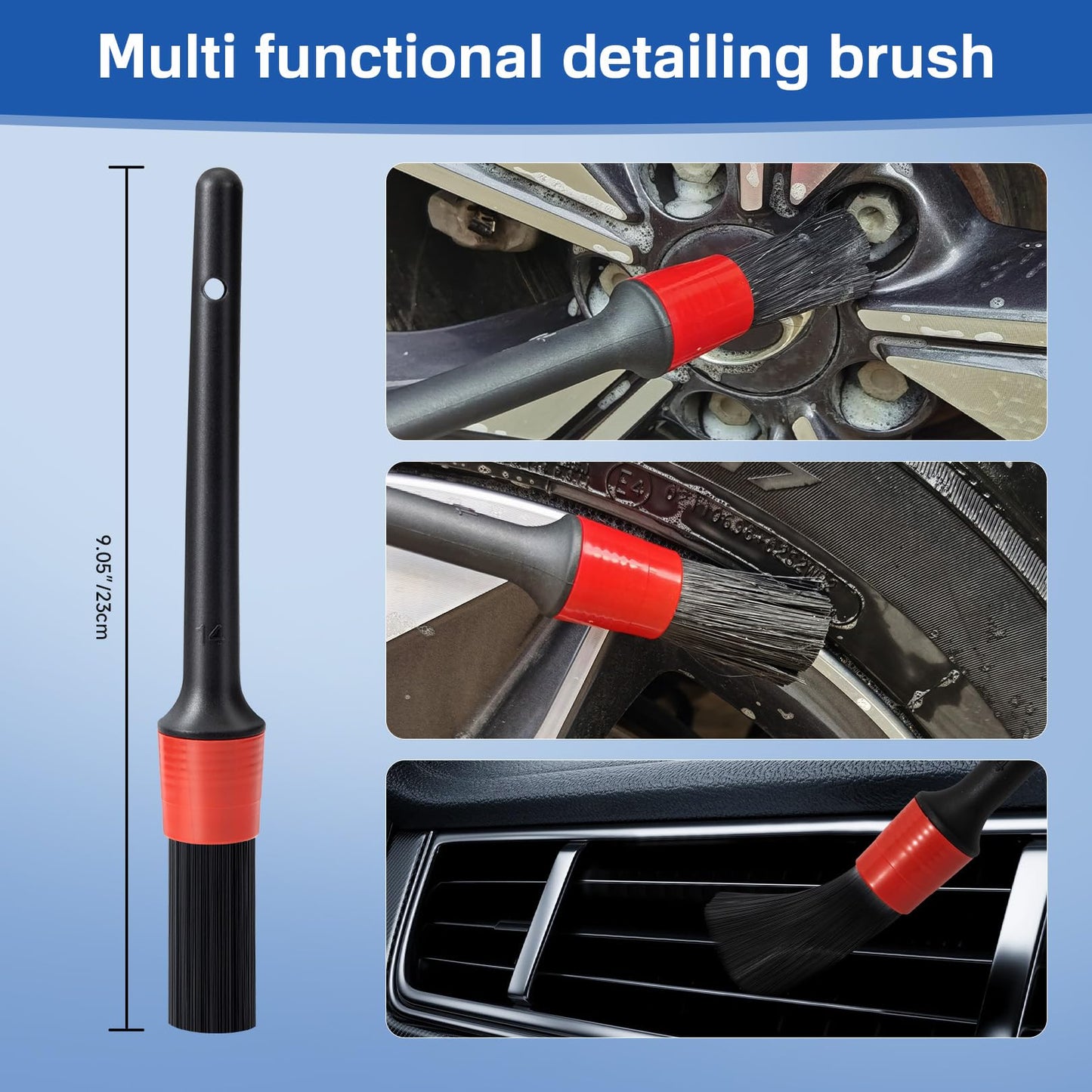 KLeXiC 4 Pack Wheel Tire Cleaning Brush Kit Cars Motorcycles RVs Trucks Rim Hub Ultra Soft Microfiber No Spatter 360 Bendable Synthetic Woolies Wash Vehicles Bristle Set