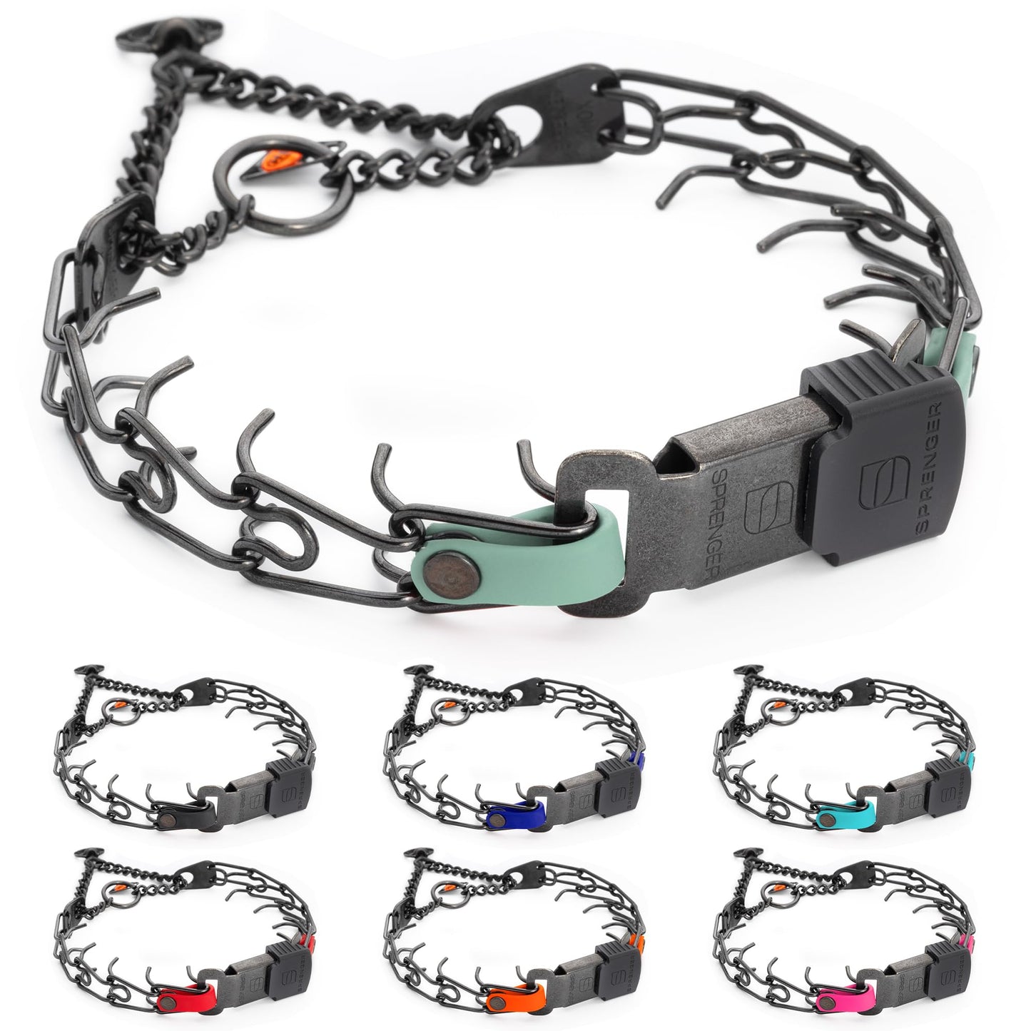 Herm Sprenger Black Stainless Steel Dog Collar with Quick Release ClicLock Buckle and Biothane Insert Training Collar Made in Germany (Sage Green, 16in x 2.25mm(Neck Size up to 13-14in))