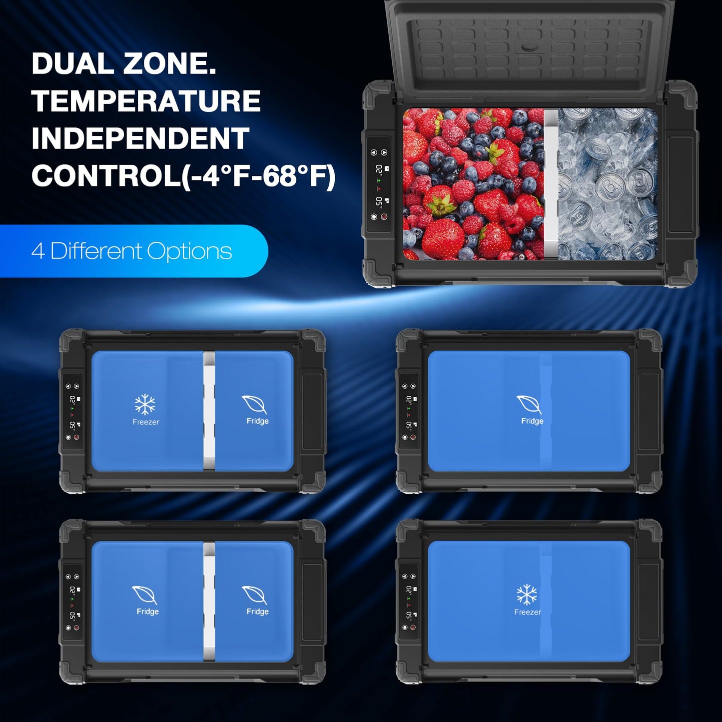 PORFRITOR 12 Volt Refrigerator, 48QT(45L) Electric Cooler, 12V Car Fridge LCD touch Control, 12V Cooler -4℉~68℉, Portable Freezer 12/24V DC 110-240V AC for Camping, Travel, Truck, Home