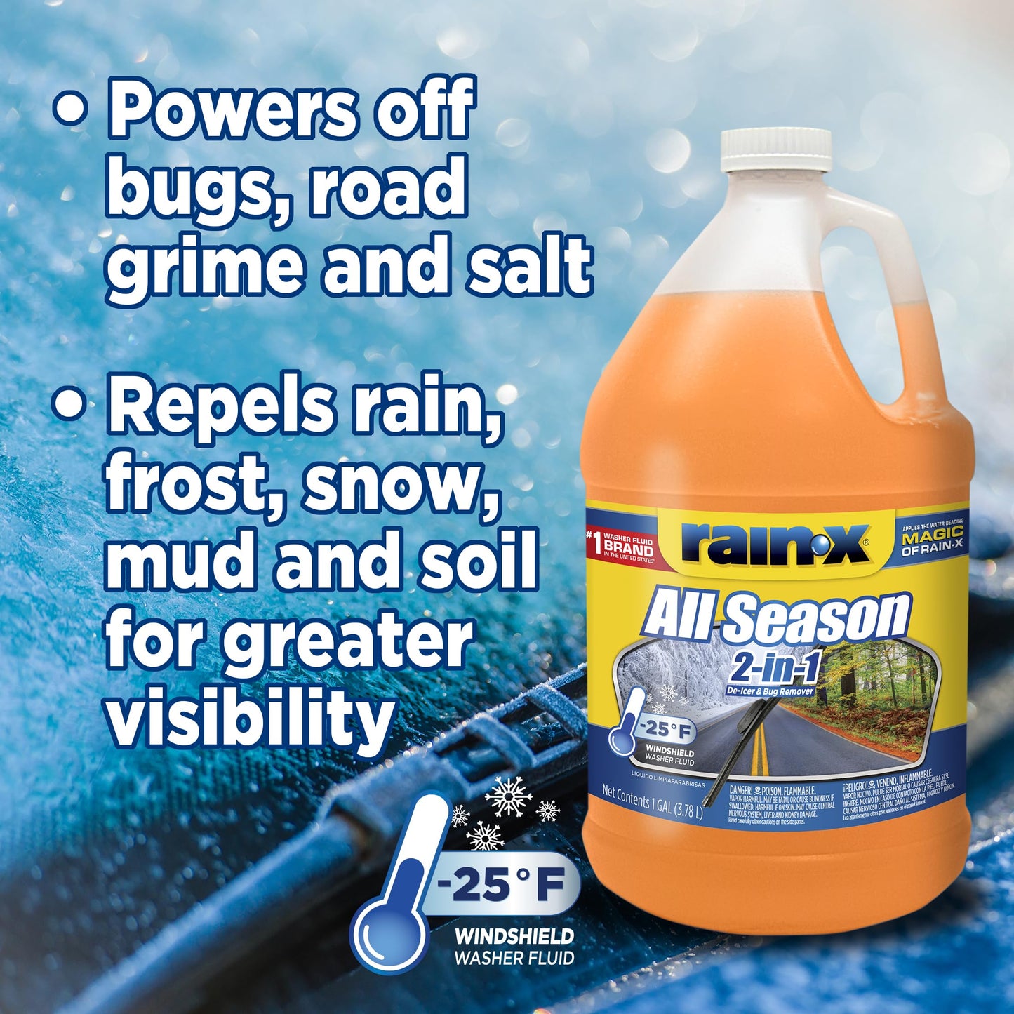 Rain-X All Season 2-In-1 Windshield Washer -25°F - 1 Gallon