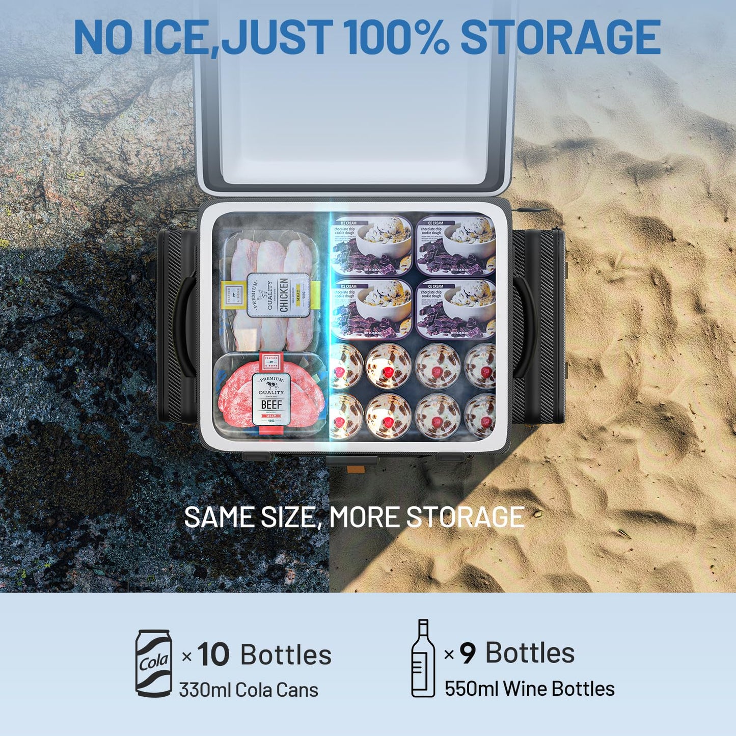 LiTHELi Frozen Pack 12V Car Refrigerator & Portable Electric Cooler, 20L/21QT with 2 U20 Batteries, -4~68℉ Travel Fridge Freezer for Camping, Road Trips, RV, Boat & Beach (Backpack Design)