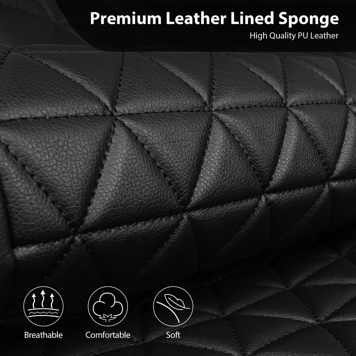 CAR PASS Bling Diamond Leather Car Seat Covers Full Seats Interior Sets, Waterproof Shining Glitter Sparkly Crystal Universal Armrest Fit Automotive Truck SUV Cute Women Girl, Black Silver Rhinestone