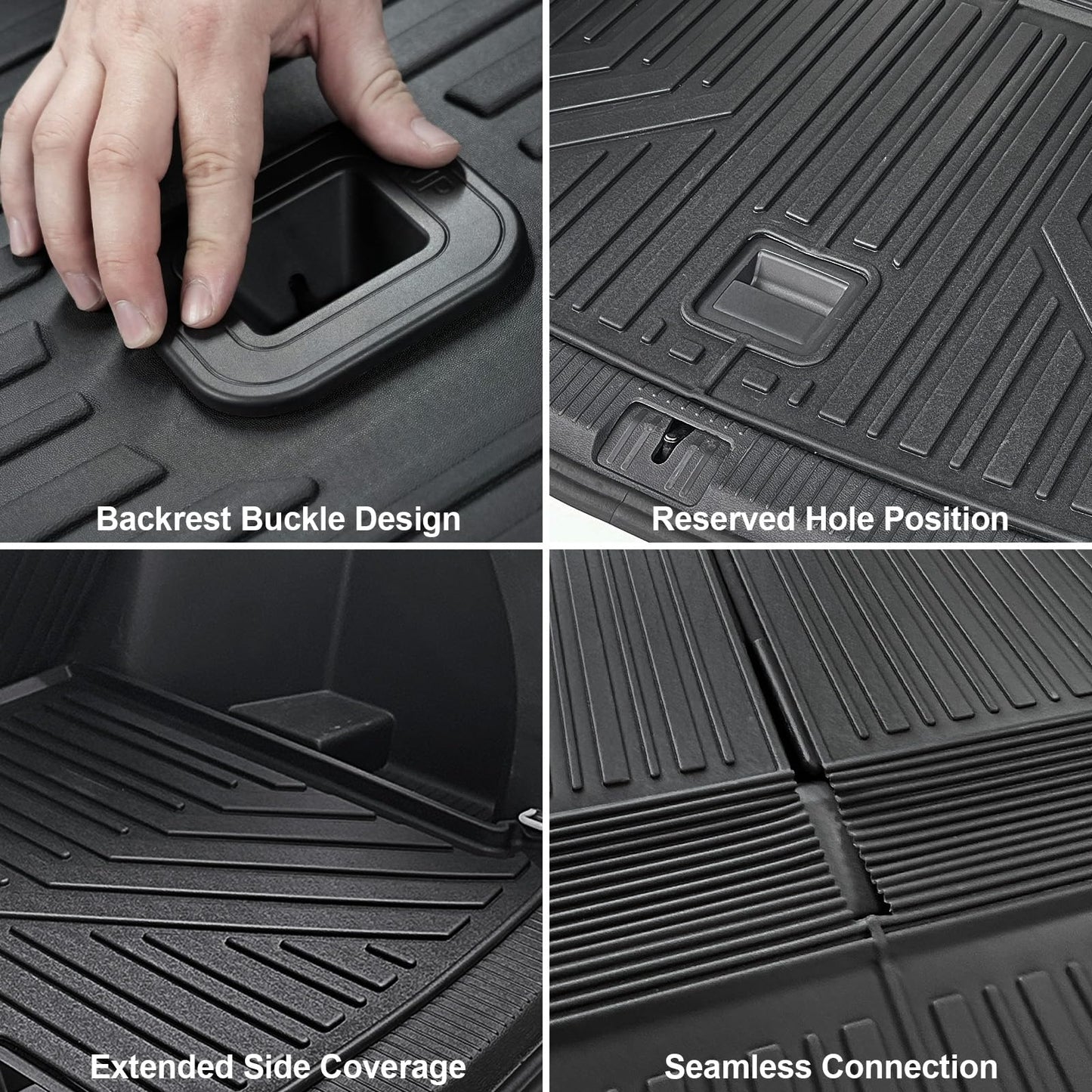 GALVAGNITE Floor Mats for 2018-2024 2025 Volkswagen VW Atlas 7 Seats(Not for Cross Sport), All Weather TPE Trunk Mat Cargo Liner with Backrest Mat for Atlas Accessories