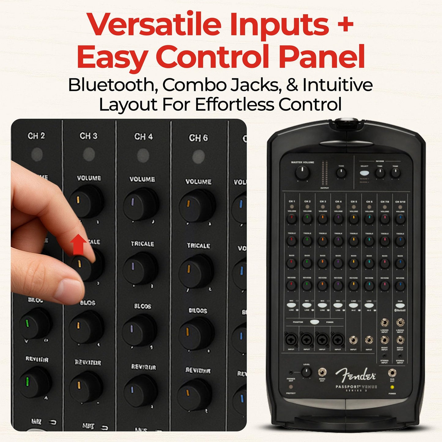 Fender Passport Venue S2 Portable PA System Bundle with Compact Speaker Stands, Microphone, Mic Stand Clip, XLR Cable, and Instrument Cable