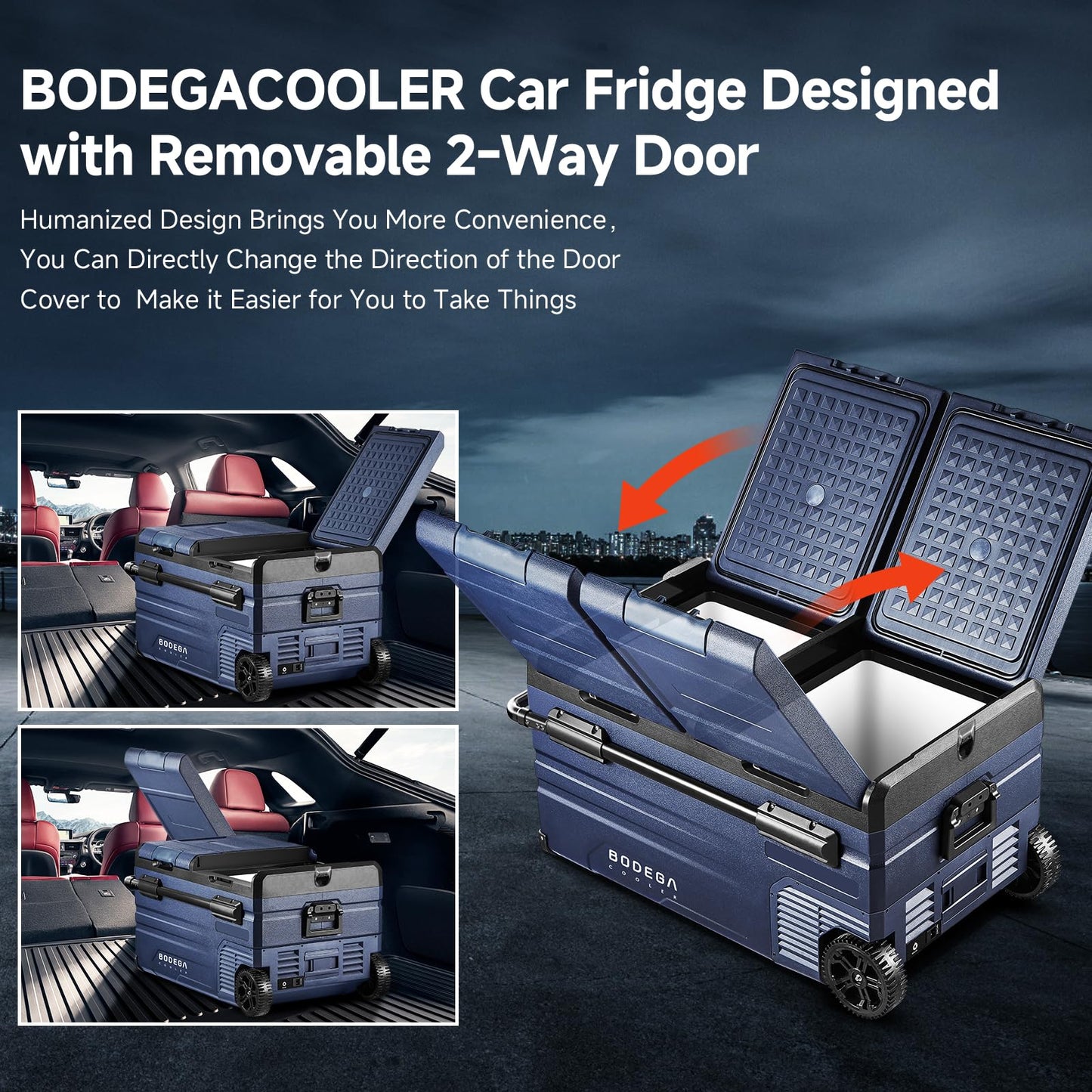 BODEGACOOLER 12 Volt Car Refrigerator, Portable Freezer, Car Fridge Dual Zone WIFI APP Control, 80 Quart(75L) -4℉-68℉Car Cooler, 12/24V DC and 100-240V AC, for Camping, Travel, RV, Outdoor