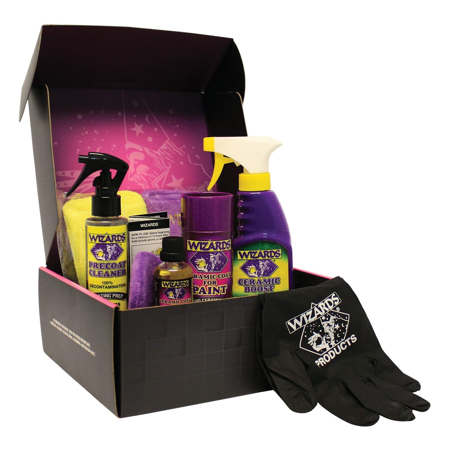 Wizards Ceramic Coat for Paint Kit - 9 Piece Ceramic Coating for Detailing Supplies - Provides High Gloss, Luster, Shine and Protection for Vehicles - Versatile Car Scratch Remover for Auto Detailing