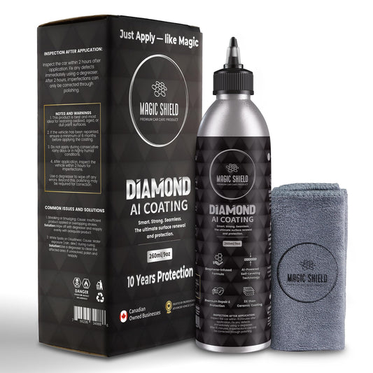 Magic Shield Diamond AI Coating – Graphene Liquid Self-Leveling Techology | Repairs & Protects | Last for 10 Years | High-Gloss Shine | Hydrophobic & Scratch-Resistant | for Car Paint, Headlights ONLY