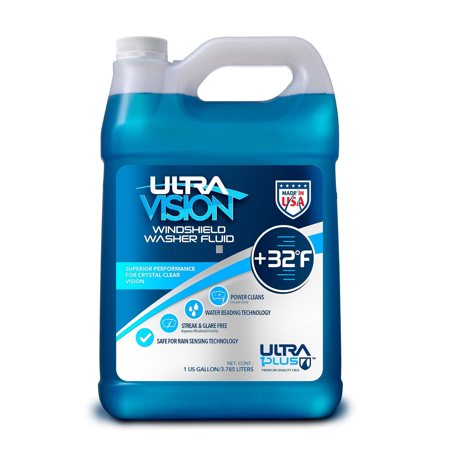 UltraVision Windshield Washer Fluid - Advanced Formula for Car Windshield Wiper Fluid Crystal-Clear Vision in Weather Conditions +32F - All Weather - 1 Liquid Gallon
