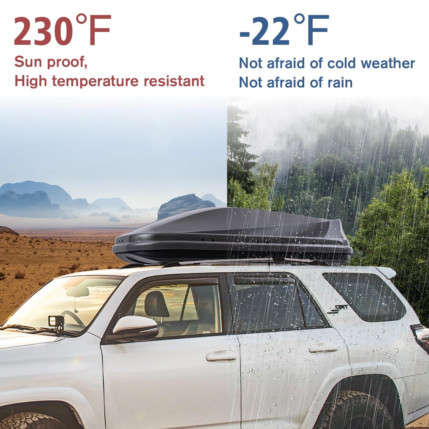 Hard Shell Rooftop Cargo Carrier with Roof Box, Heavy Duty Weatherproof 14 Cubic Feet Rooftop Cargo Carrier for Car Storage, Gray