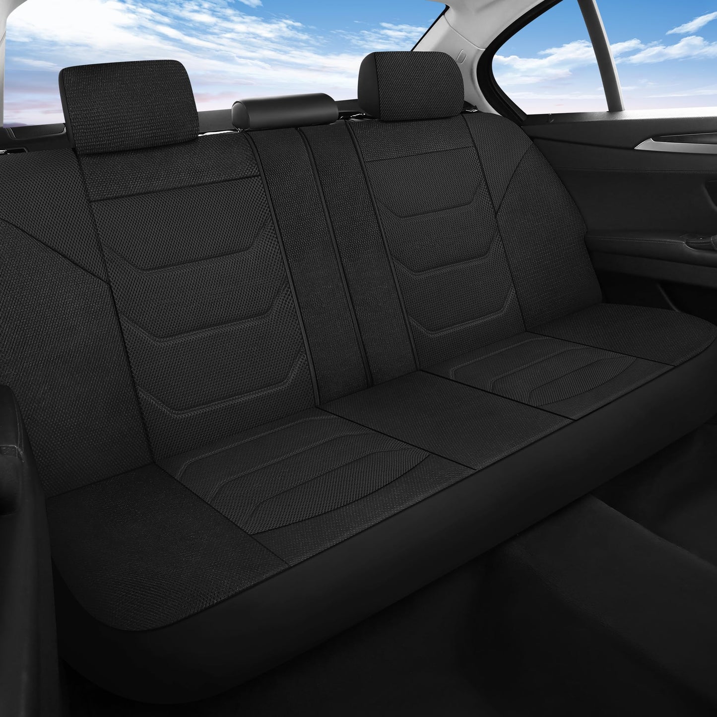 Pariiaotin 3D Air Mesh Car Seat Cover Full Sets Washable and Breathable Premium Cloth Automotive Vehicle Seat Covers for Cars Interior, Universal Fit for Most Cars, Sedan, Truck, SUV(Black)