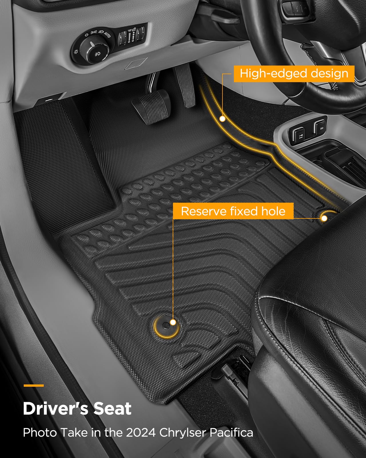 for Chrysler Pacifica 2017-2024 2025 7/8 Passenger (No Hybrid) Floor Mats Cargo Liner Trunk Carpet All Weather TPE Mat for Voyager 2020-2025, for Pacifica/Voyager 2018 2019 2021 2022 2023 Accessories
