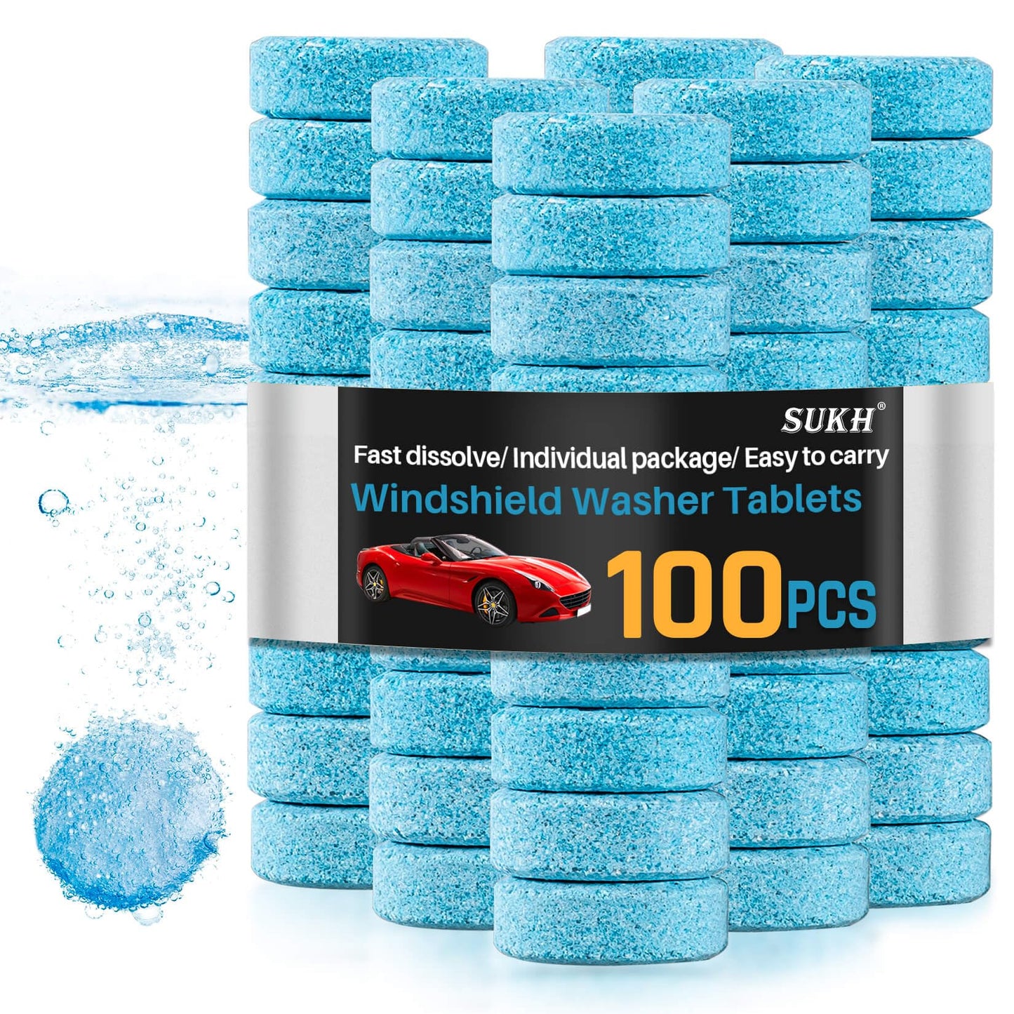 Sukh Car Windshield Washer Tablets - Washer Fluid Tablets Glass Cleaner Concentrate Car Windshield Wiper Fluid Car Windshield Cleaner Automotive Glass Cleaner