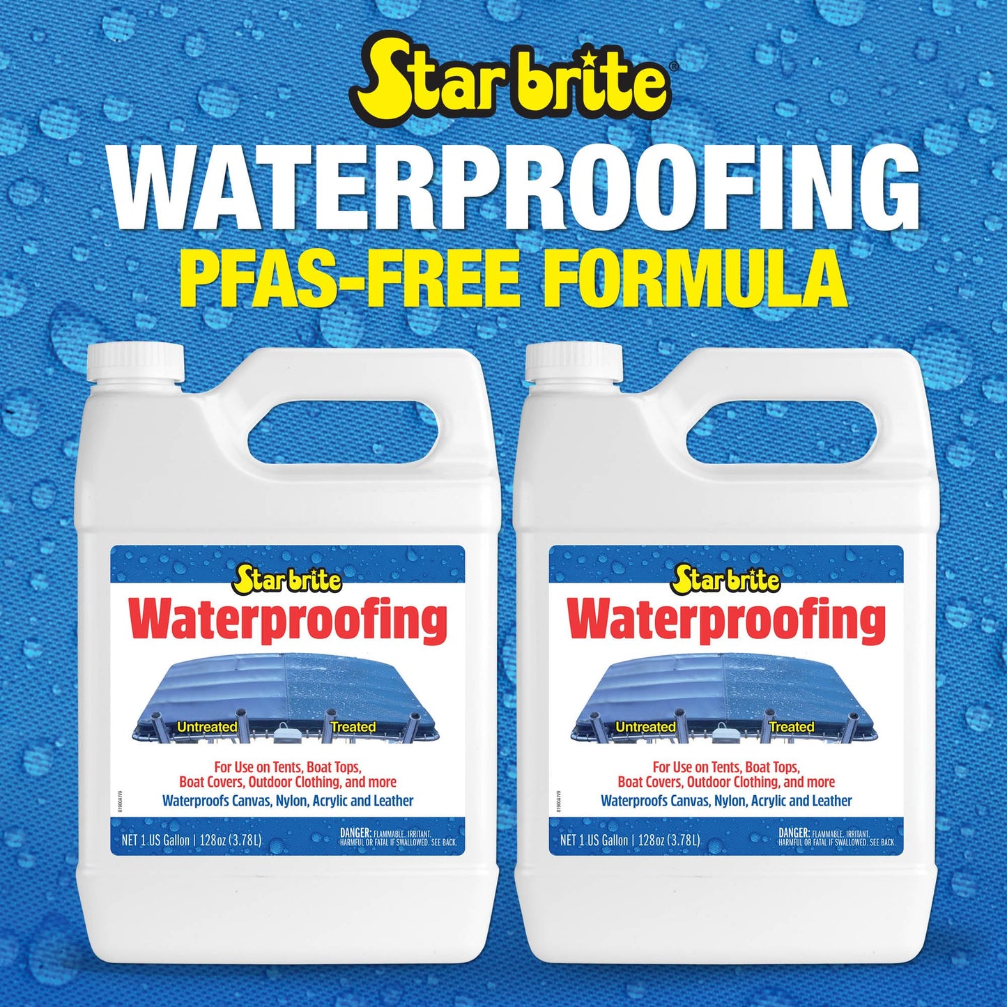 STAR BRITE Waterproofing Spray, Waterproofer + Stain Repellent for Boat Covers, Car Covers, Bimini Tops, Tents, Jackets, Backpacks, Boots, Awnings, Patio Covers & More - Gallon 2 Pack