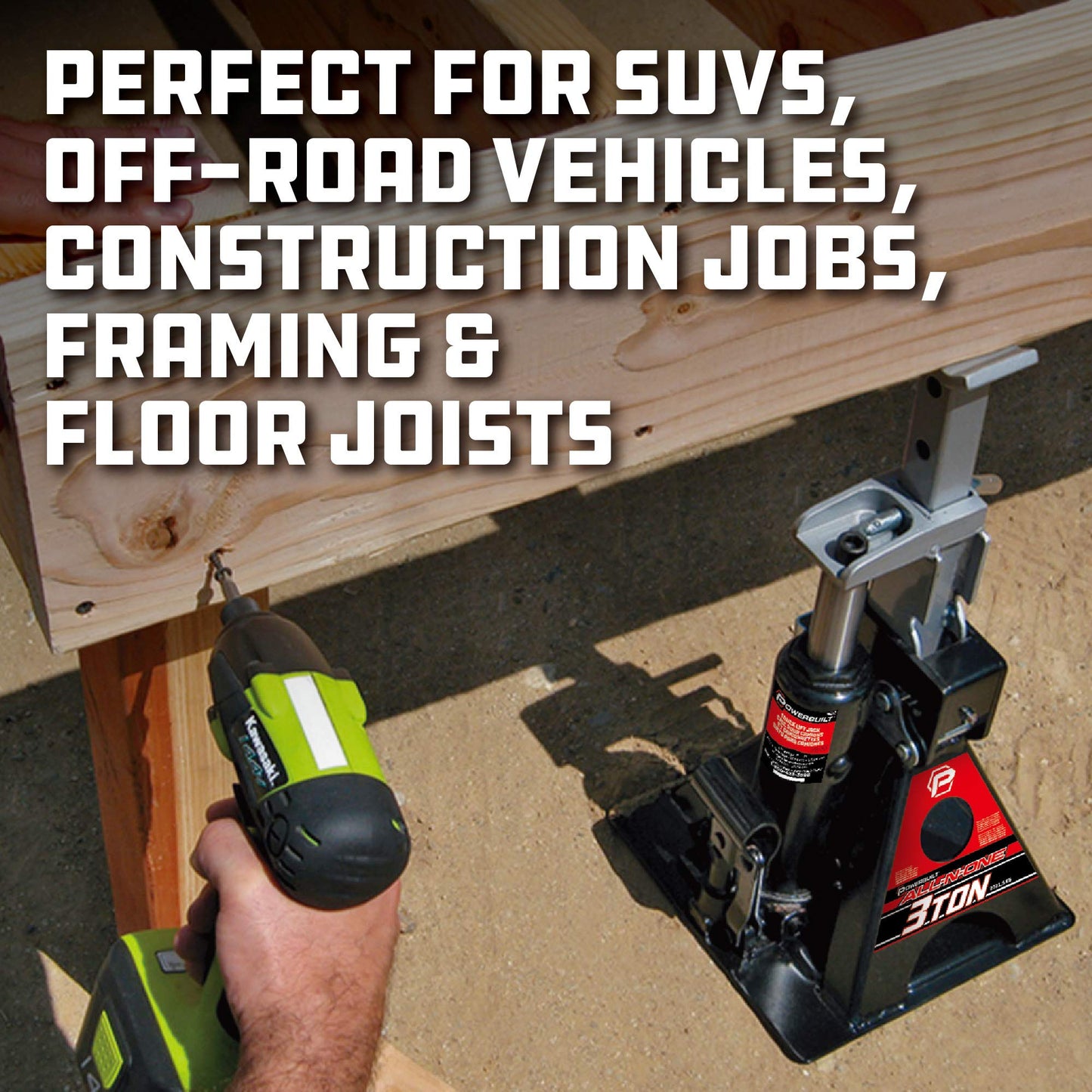 Powerbuilt 3 Ton All-in-One Hydraulic Bottle Jack and Jackstand in One Unit, Compact, Wide Base, 11-21 Inch Range, Eliminates Jackstands, for Unibody, Trucks, SUVs, RVs, Cars, Trailers, ASME - 640912