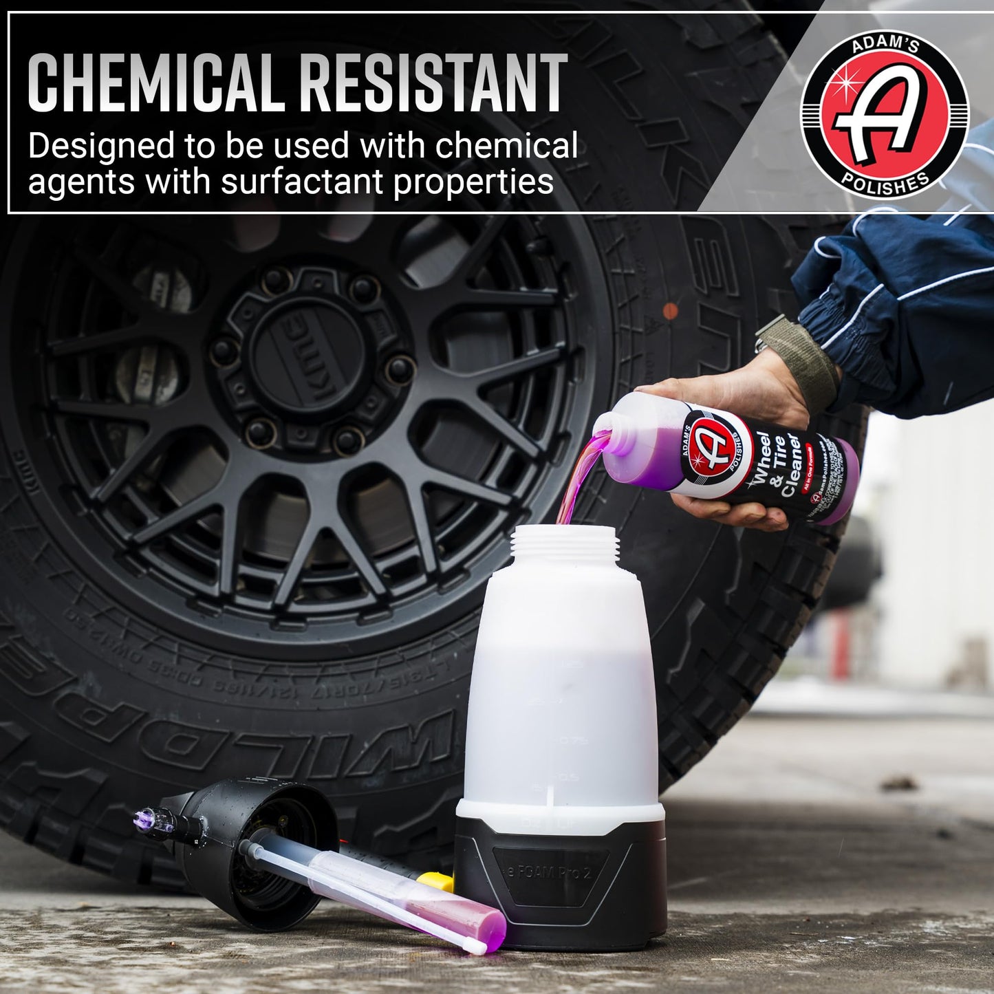 Adams x Ik eFoam Pro 2 - Electric Foam Sprayer for Car Wash, Auto Detailing, Wheel & Tire Cleaning - Hoseless & Pump Free Cleaner for Cars, Trucks, RV & Motorcycles