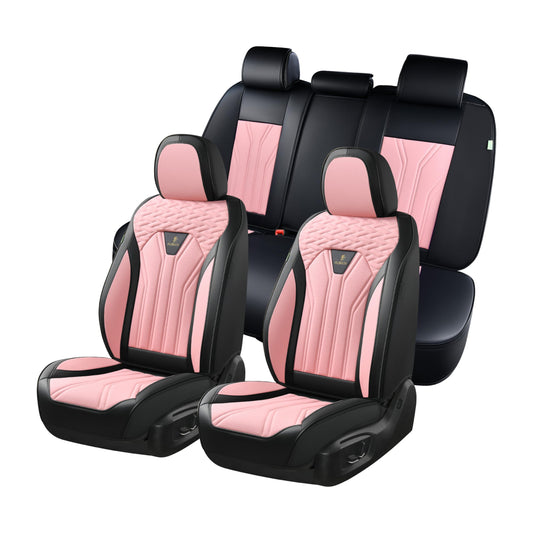 FLORICH Leather Seat Covers, Car Seat Covers Full Set, Car Seat Protectors 5 Seats, Pink Driver Seat Covers Fit for Most Cars Trucks SUV