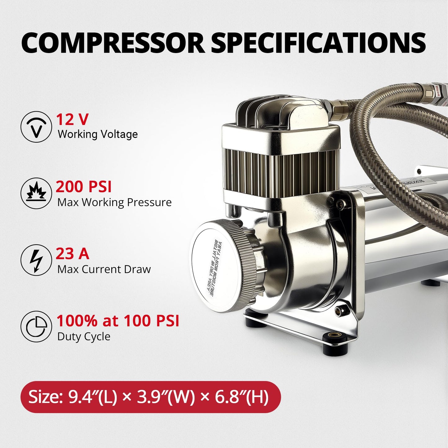 EVIL ENERGY 1.5 Gallon Air Compressor and Tank Kit 6 Ports 1/4" NPT 150 PSI Rated 12V Air Tank Compressor for Truck, Air Horn, Inflating Tires, Suspension Systems, Train Horn, DIY Pneumatic Tools