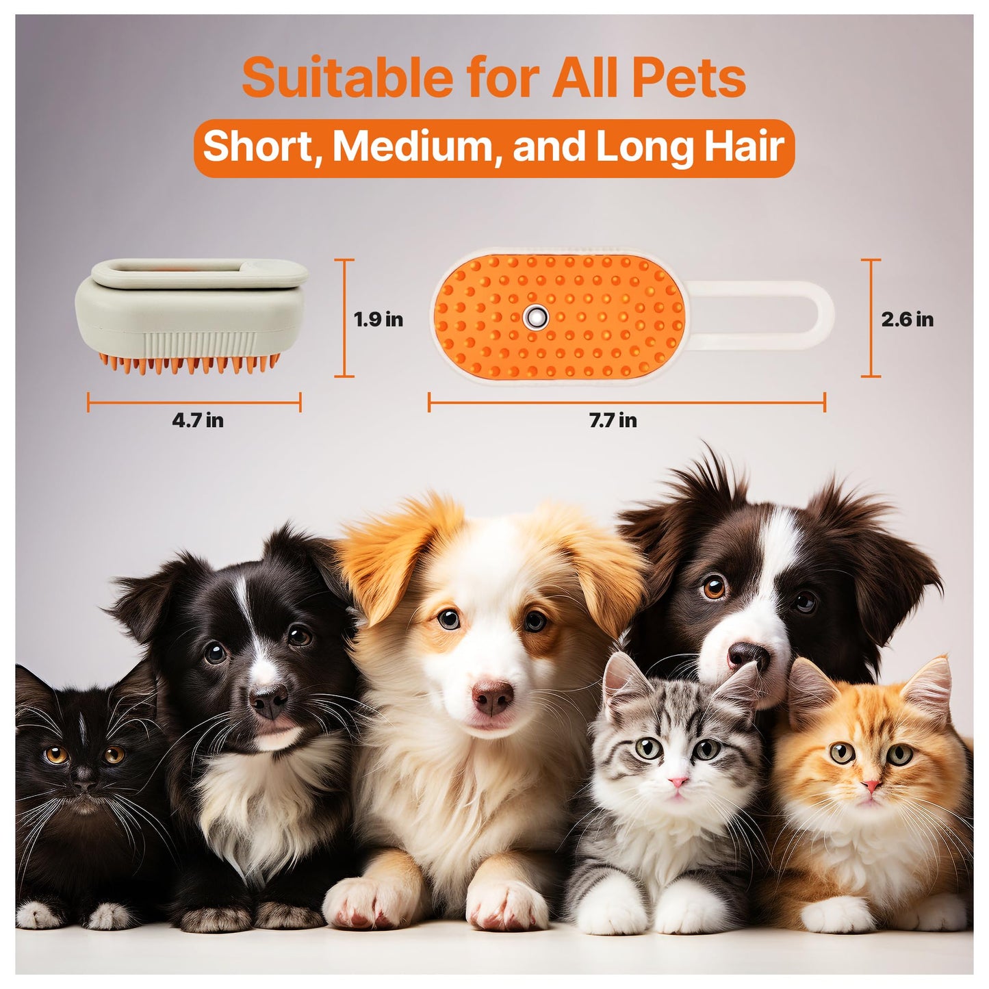 PETOMET 4 in 1 Cat steam brush, steam brush for dogs, rabbits., Pet spray comb for shedding and grooming, Gentle Technology, Easy-to-Clean, massage, Grooming Washable, useful for shedding