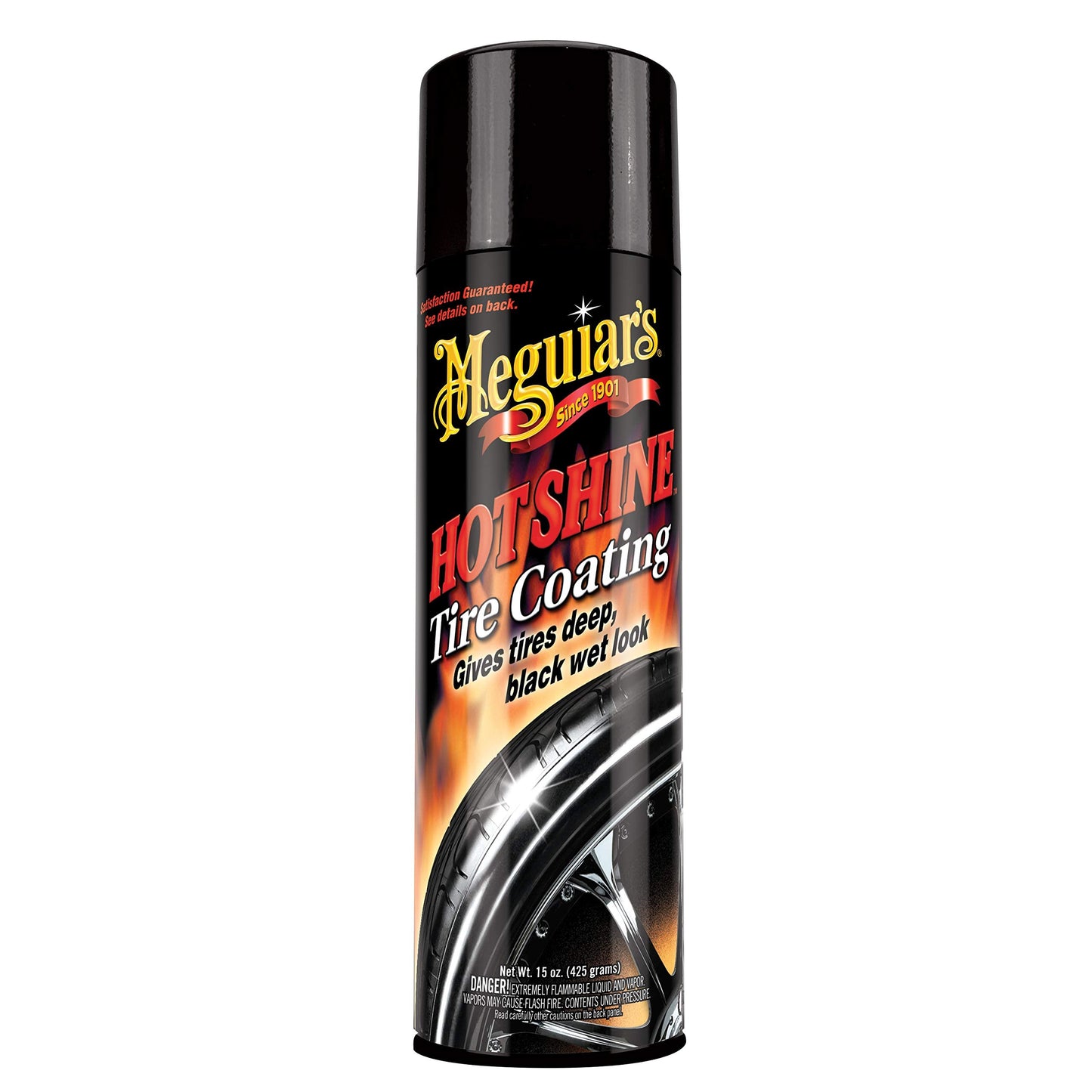 Meguiar's Hot Shine High Gloss Tire Coating, Give Tires a Deep Wet Shine and Long-Lasting Protection with an Advanced Self-Spreading Formula, 15 Oz Aerosol Spray Can