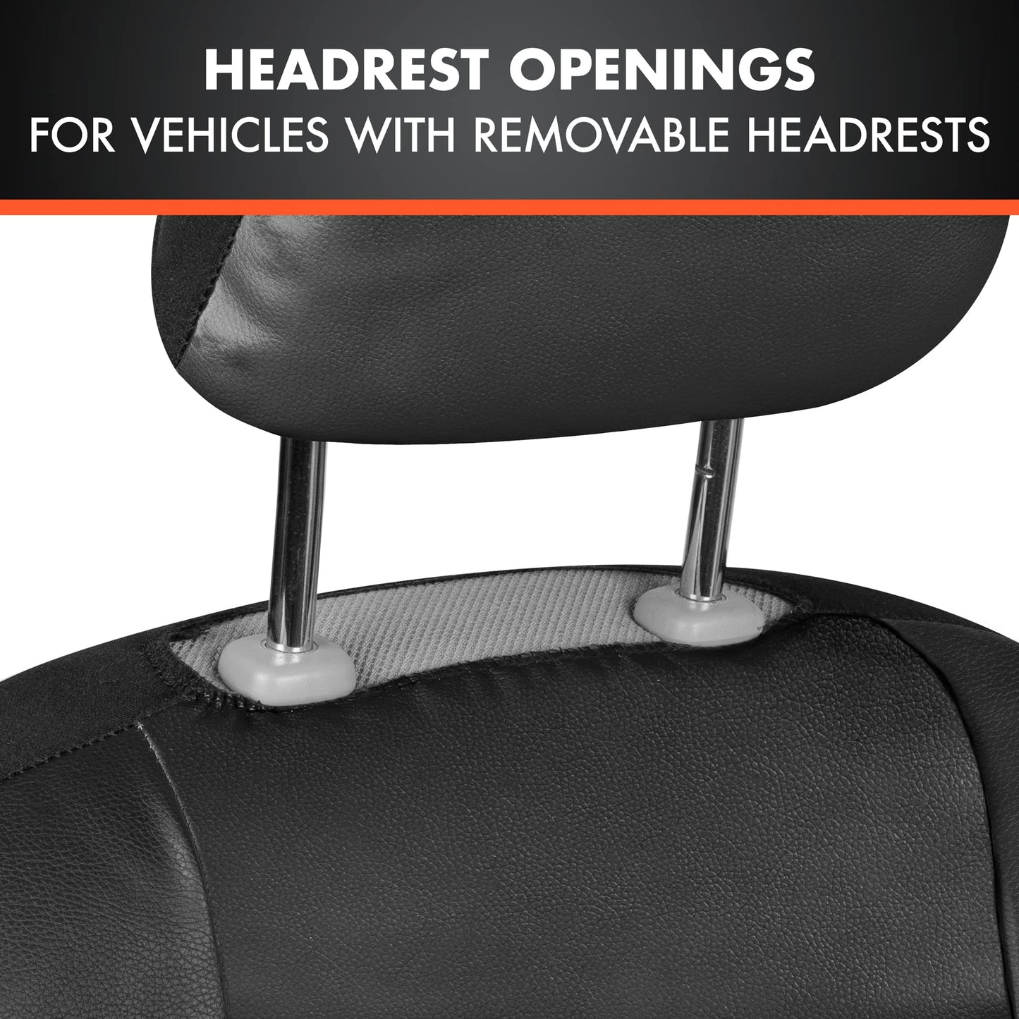 BDk Faux Leather Car Seat Cover Full Set - Front & Rear Split Bench Black Seat Covers For SUV & Truck Seat Covers, Airbag Compatible - Interior Protective Seat Covers for Car Seats & Car Accessories