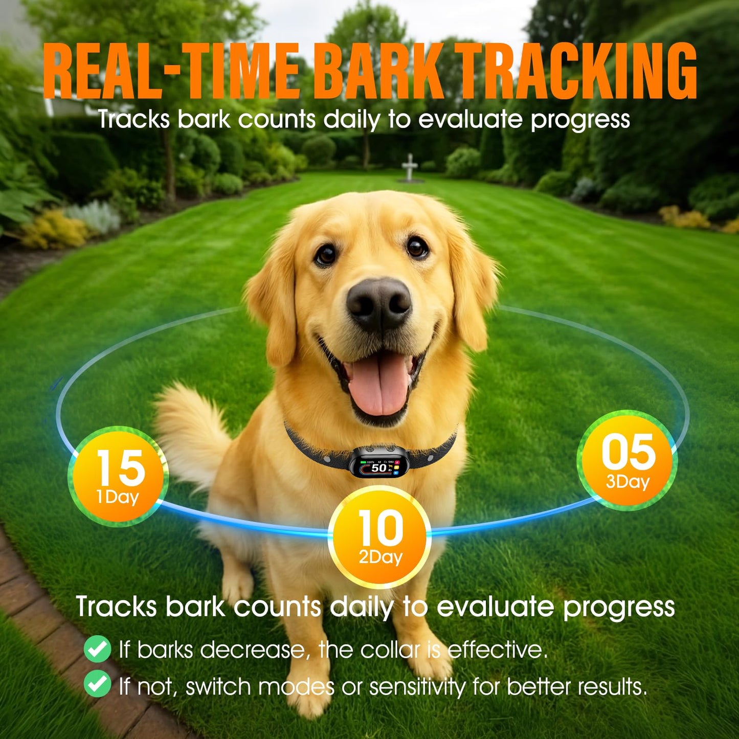 SKBAK Smart Dog Bark Collar, for Small Medium Large Dogs 10-100lbs, Automatic Dog Training Collar to Decrease Barking, Anti Barking Device with 4 Training Modes, More 8 Sensitivity Levels, Black