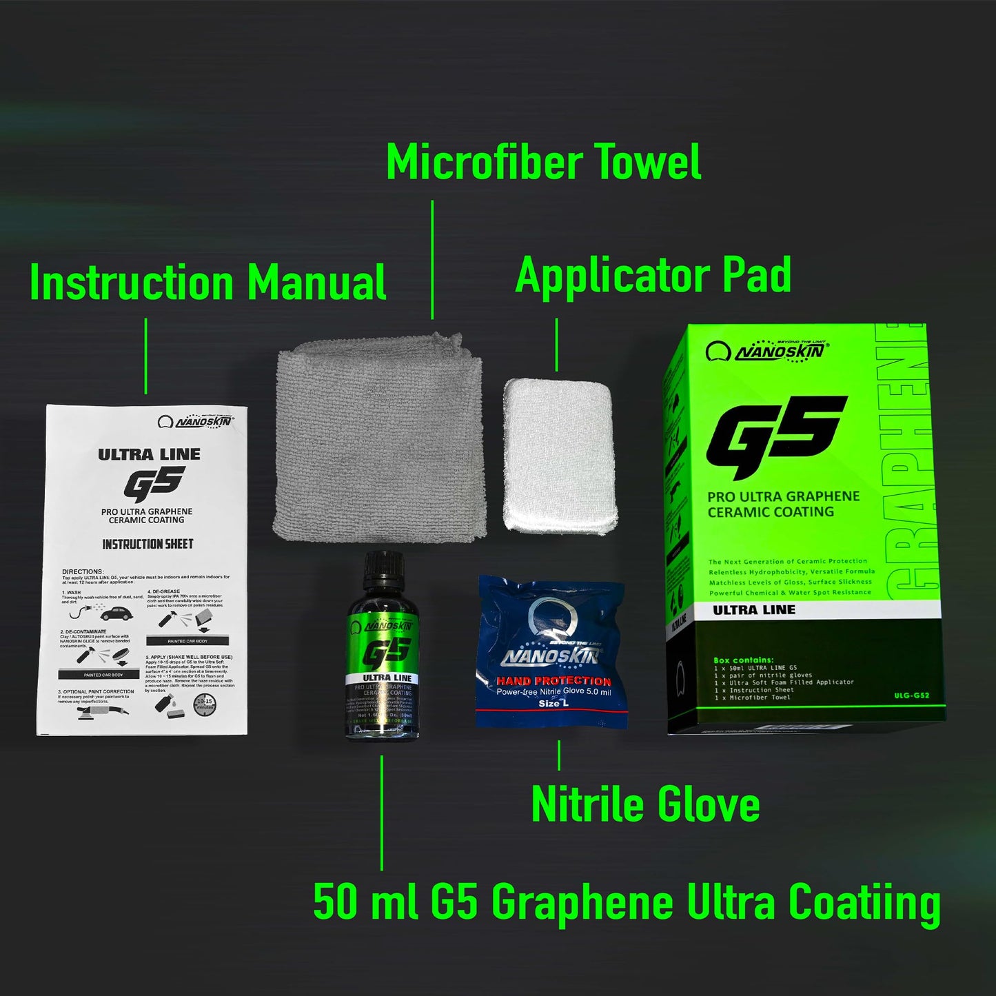Nanoskin Ultra Line G5 Ultra Graphene Ceramic Coating – Durable Ceramic Paint Coating for Car Detailing | Apply After Car Wash, Clay Bar, Car Polisher | For Cars, Trucks, Boats, RV, Motorcycles & More