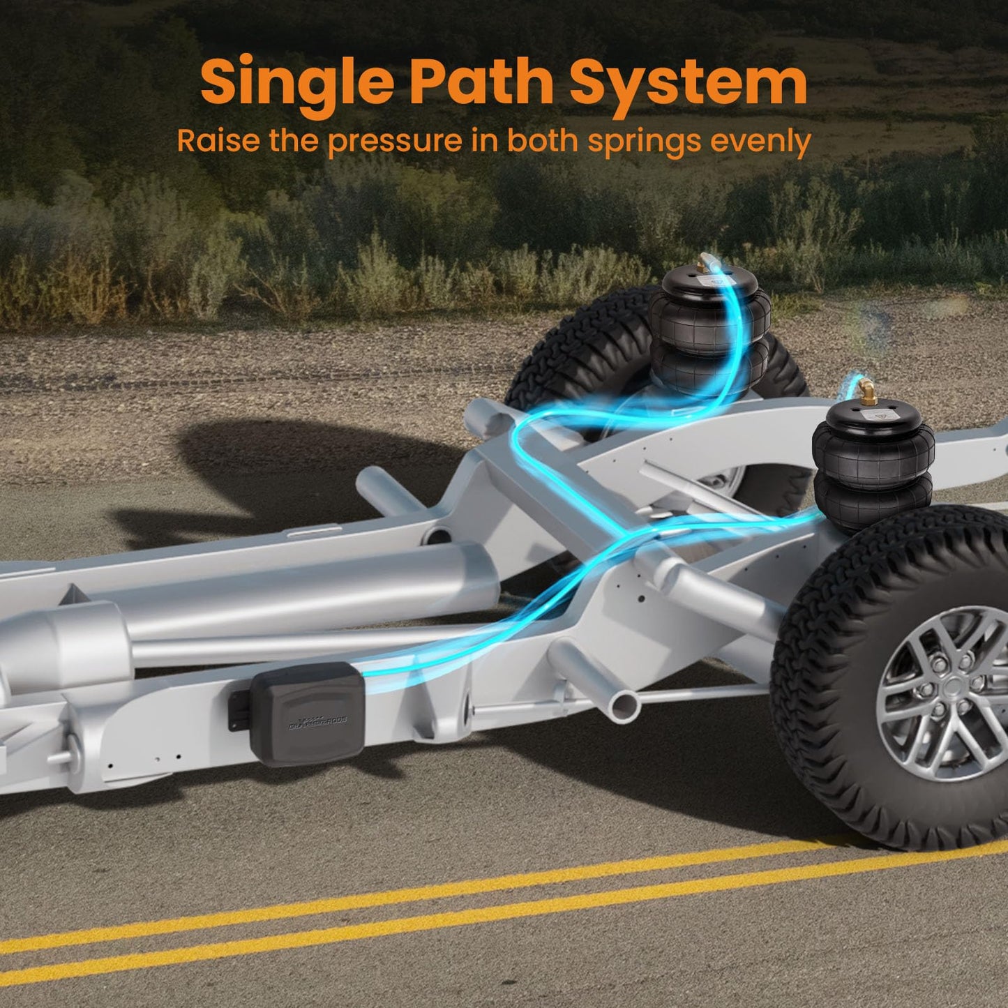 maXpeedingrods On Board Air Compressor System with Low Pressure Sensor Universal Air Spring Compressor Kit for Trucks Vans