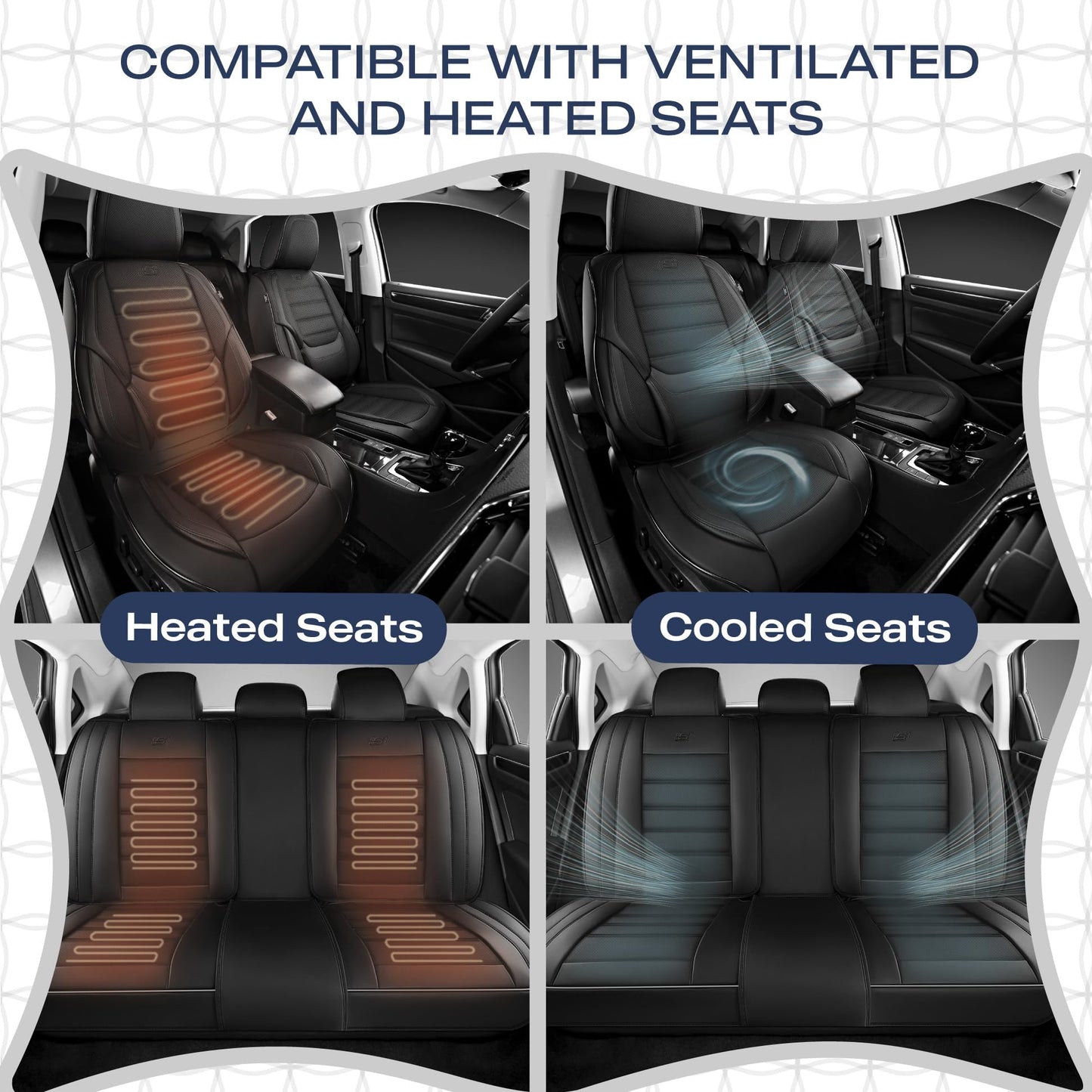 Skechers MAX Cushioning Seat Covers,Memory Foam Leather Car Seat Covers,Waterproof Car Seat Protector Full Sets,Car Seat Cushion Airbag Automotive Universal Fit for Most Cars,Vans,Trucks,SUV,Black