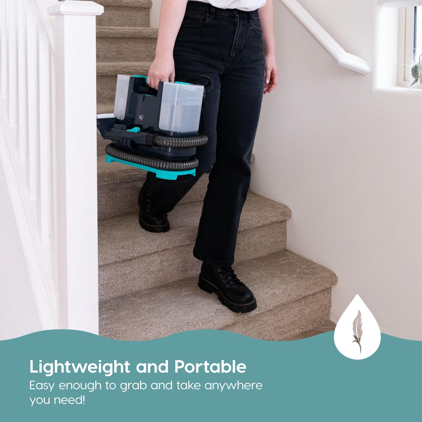 IRIS USA Carpet Spot Cleaner Machine 110V with Auto Spray for Low Pile Carpet, Couch, Sofa, Upholstery, Car Detailing, Shallow Berber Rug, Lightweight Portable Chemical-Free Stain Remover, 1000mL Tank