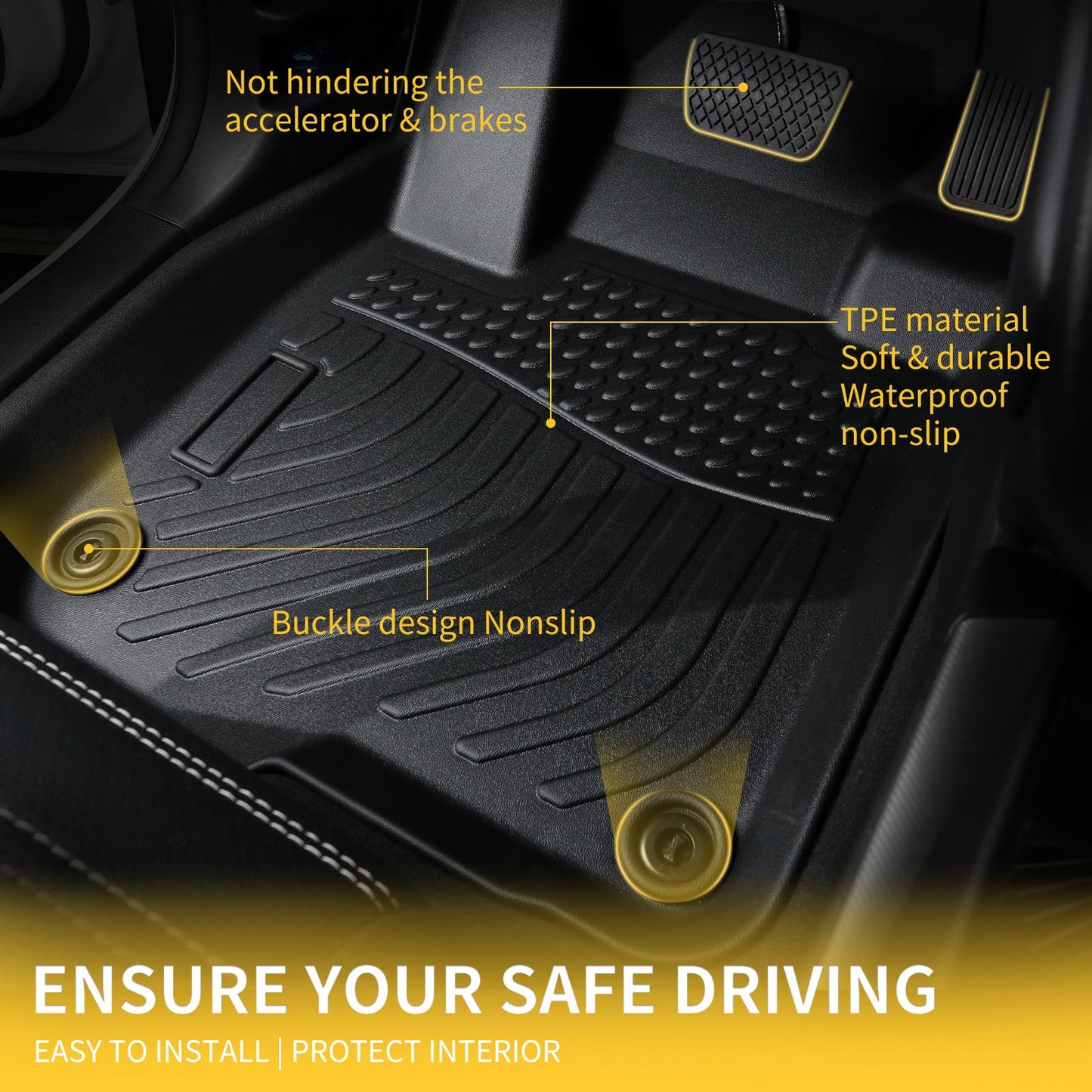 GINOWY-Floor Mats & Cargo Liner for Toyota Corolla Cross 2020-2025, All Weather Car Mats Rubbe Liners for Toyota Corolla Cross Cargo Trunk Mat Trunk Liner Accessories