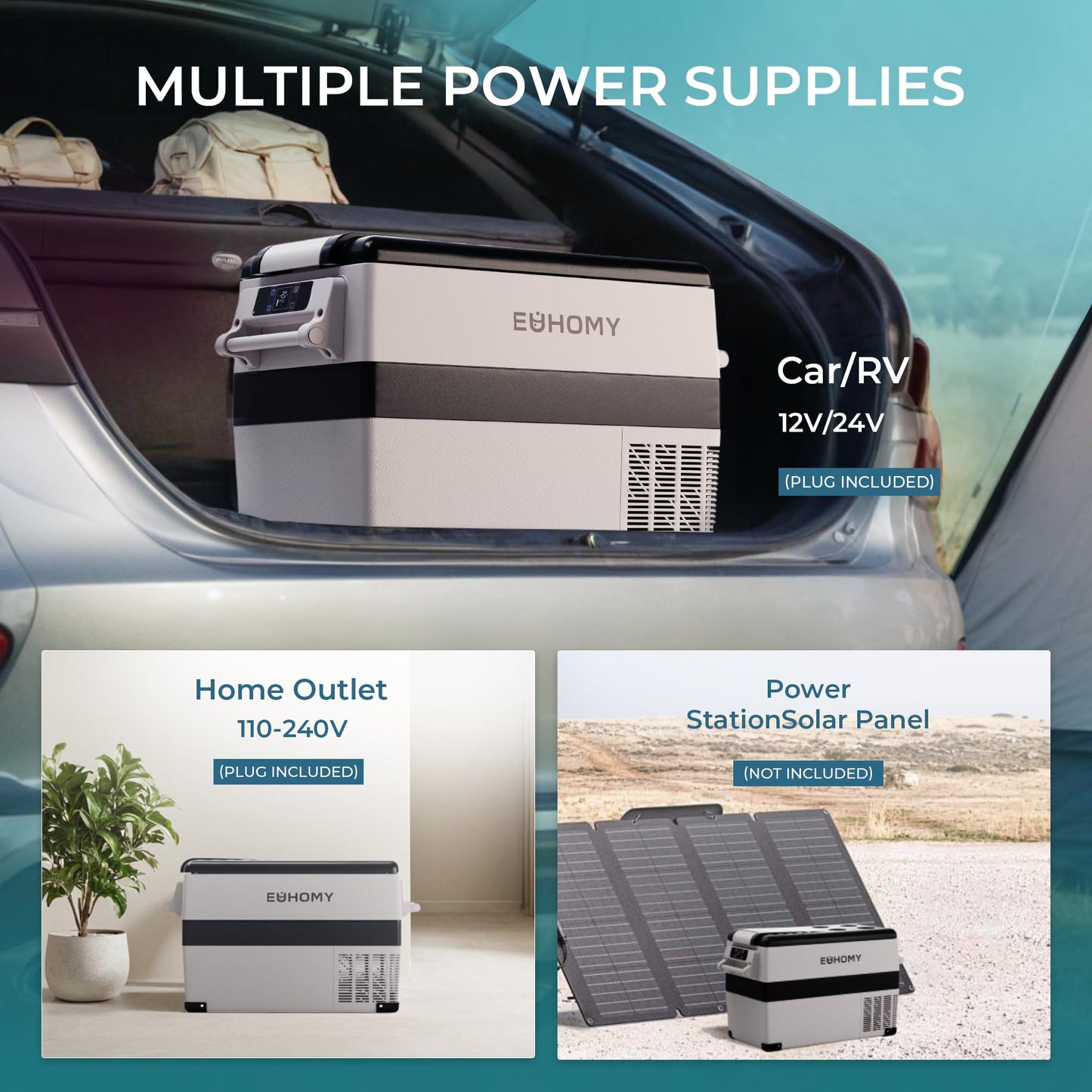 EUHOMY 12 Volt Refrigerator, 48QT(45L) Electric Cooler, 12V Fridge APP Control, 12V Cooler -4℉~68℉, Portable Freezer 12/24V DC 100-240V AC for Camping, Travel, Truck, Home