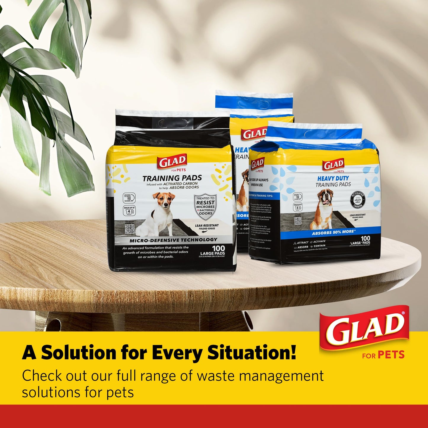 Glad for Pets XL Heavy Duty Activated Carbon Puppy Essentials Training Pads - Zero Odor, Ultra Absorbent Pads for Puppy Potty Training, Indoor Dog Potty, Pee Pads for Dogs, 24" x 24", 30 Count