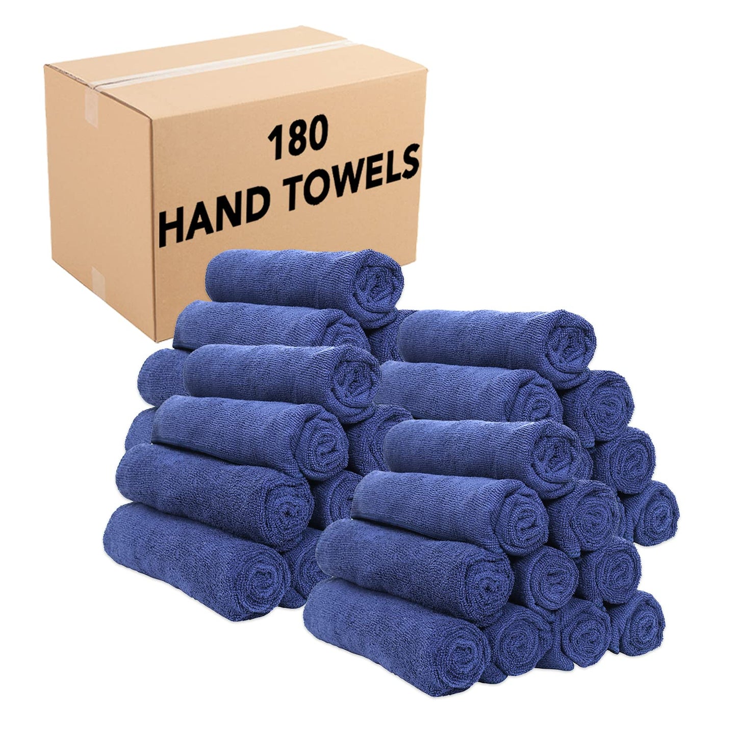 Arkwright Microfiber Gym Towel - (Case of 180) Bulk Soft Lightweight Quick Dry Hotel Quality Hand Towels, Sweat Absorbent, Perfect for Workout, Yoga, Spa, Bathroom, 15 x 24 in, Navy