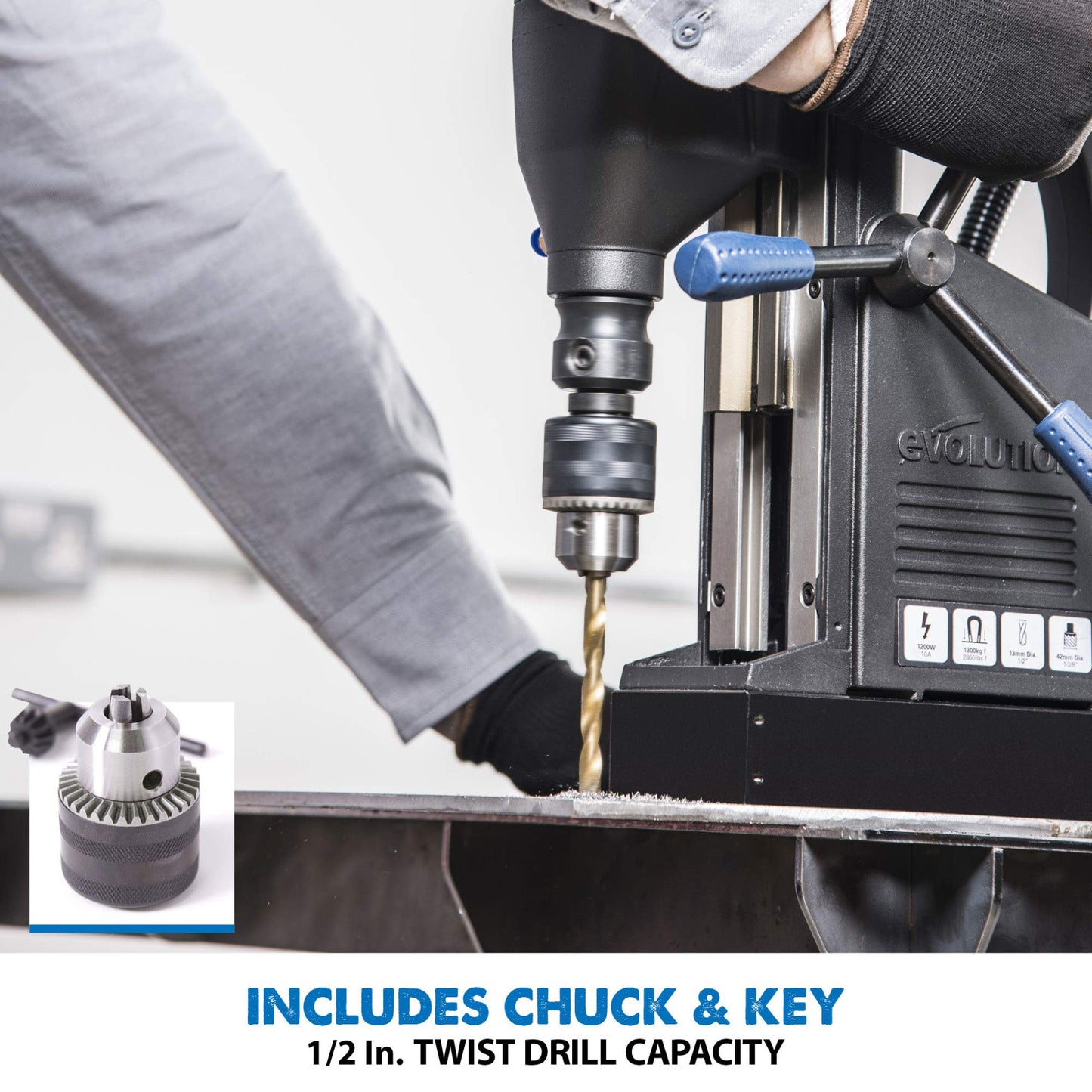 Evolution Heavy Duty 1-1/8 inch Industrial Magnetic Drill with Carry Case - S28MAG