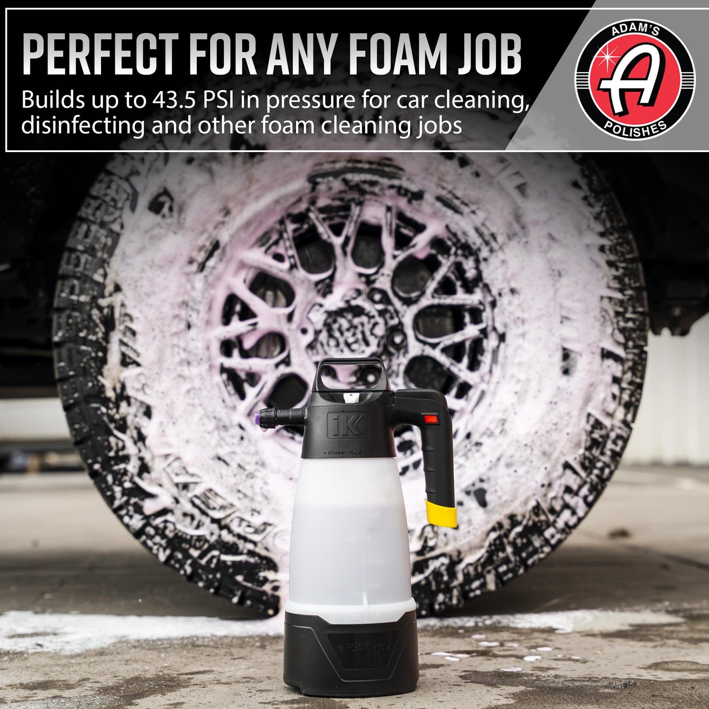 Adams x Ik eFoam Pro 2 - Electric Foam Sprayer for Car Wash, Auto Detailing, Wheel & Tire Cleaning - Hoseless & Pump Free Cleaner for Cars, Trucks, RV & Motorcycles