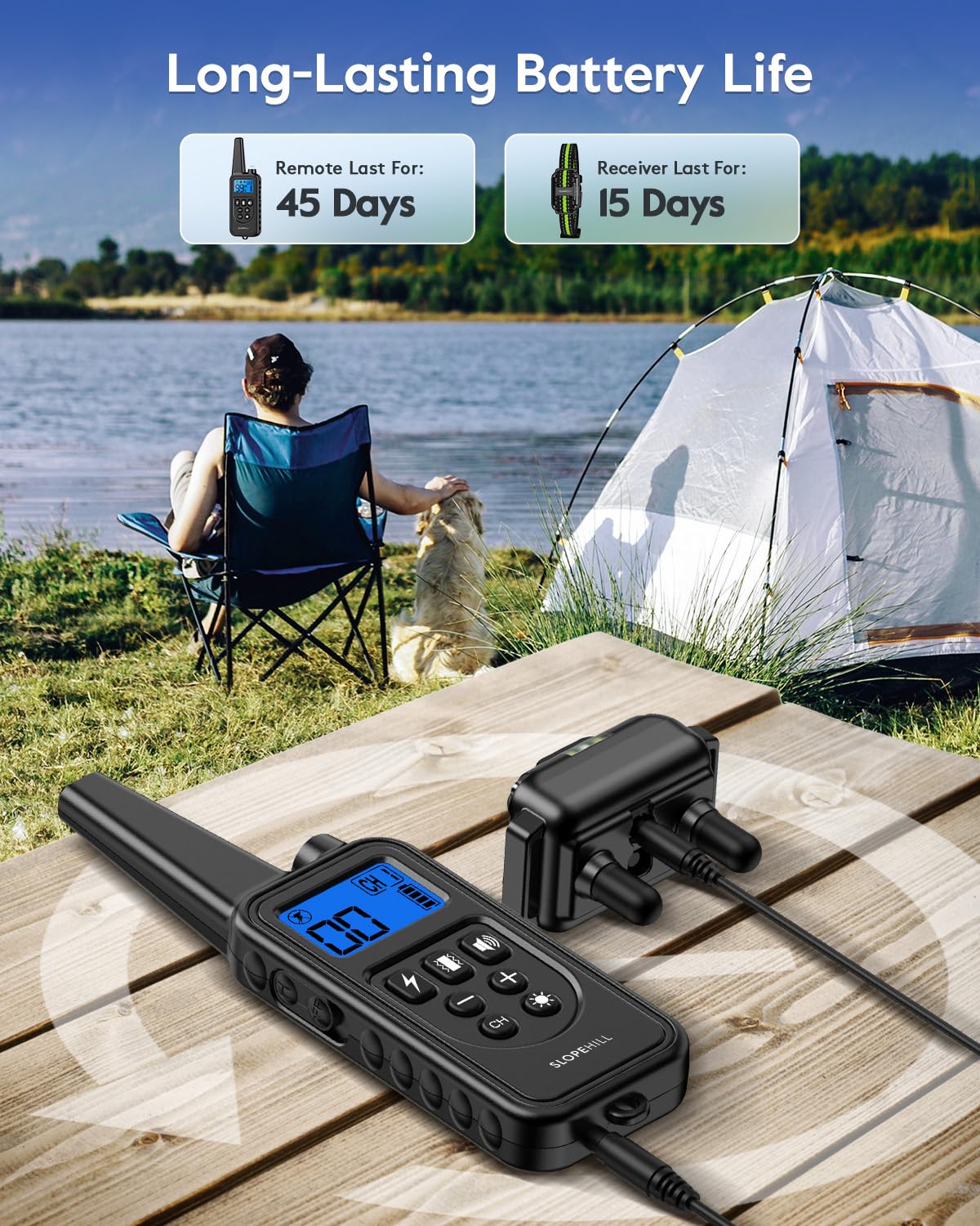 Dog Training Collar with Remote, Electronic Dog Shock Collar with Beep, Vibration, Shock, Light and Keypad Lock Mode, Electric Training Collar Set for Small Medium Large Dogs (Black Green)