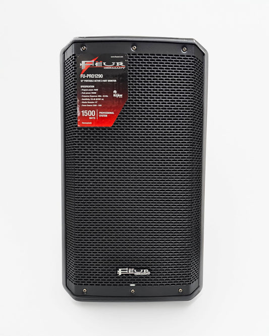 FEUR 12" Two-Way Active Loudspeaker 1400 Watts Max with (DSP) Monitor, USB Port, Bluetooth, RCA Inputs, Speakon Inputs, and XLR Output FU-PRO1290