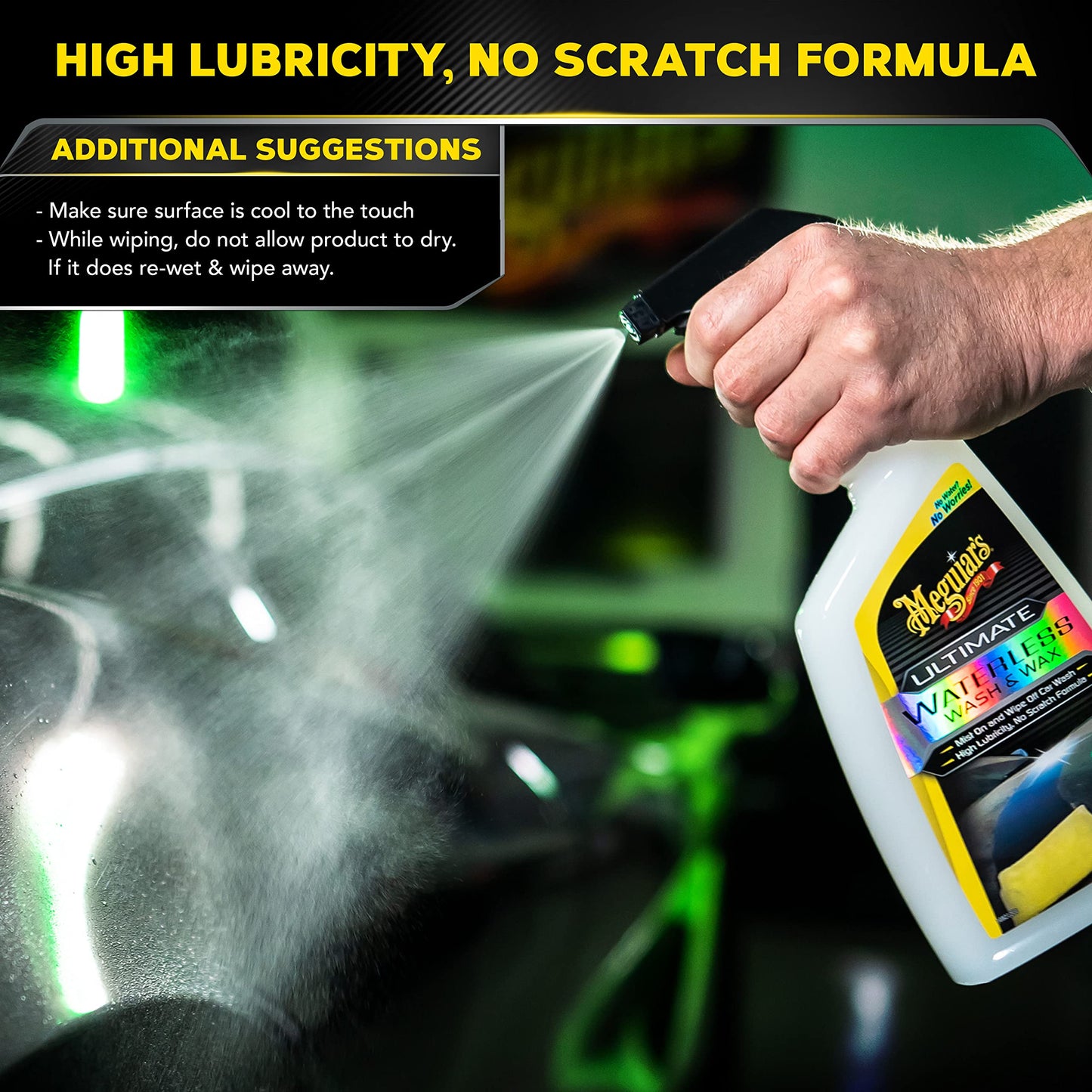 Meguiar's Ultimate Waterless Wash & Wax, Scratch-Free Waterless Car Cleaning Spray That Makes Detailing Quick and Easy, 2-in-1 Cleaner and Protection to Help Your Ride Shine, 26 Oz